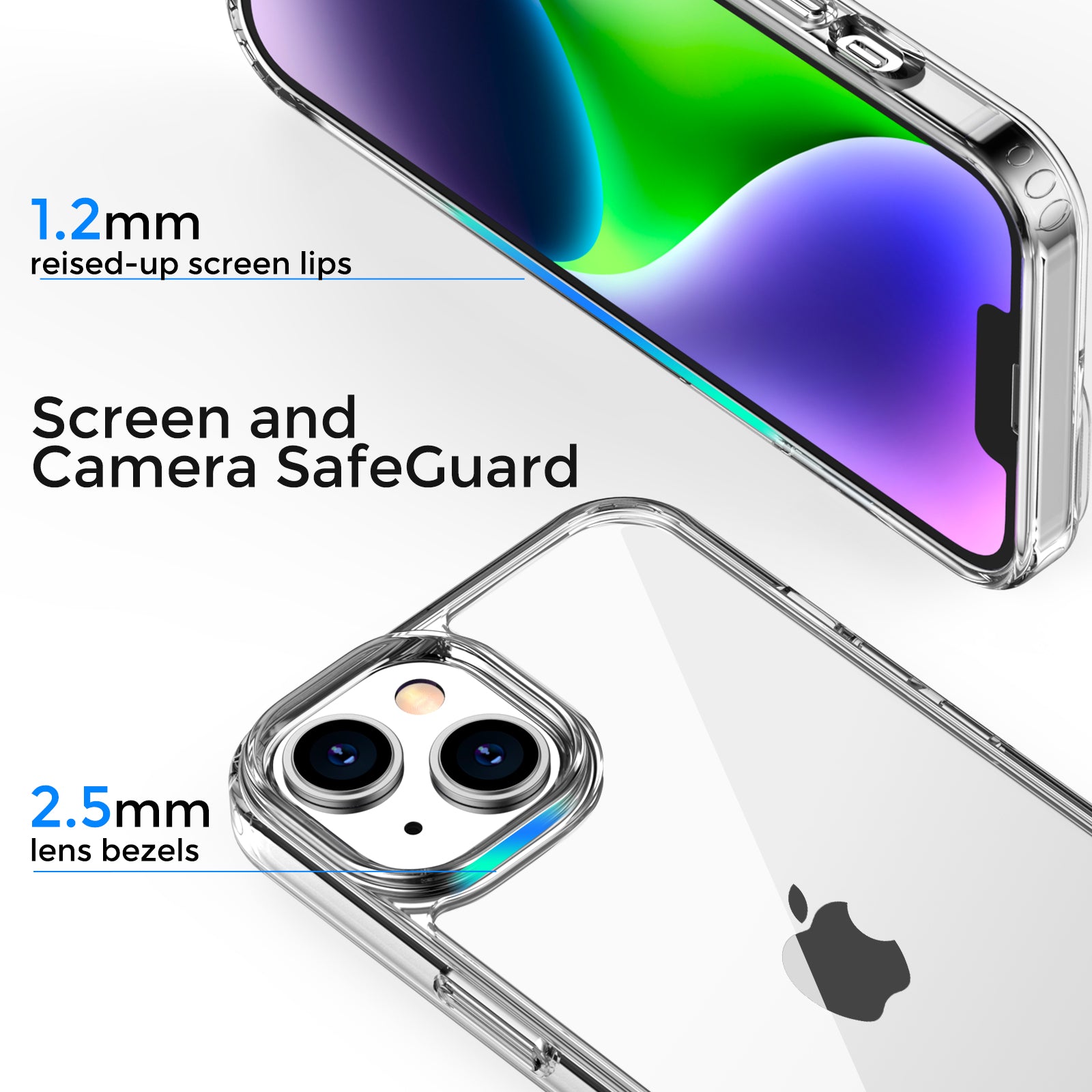 AHASTYLE PC06 Clear PC TPU Cover For iPhone 14 Plus Dustproof Mobile Phone Shell Anti-Scratch Case