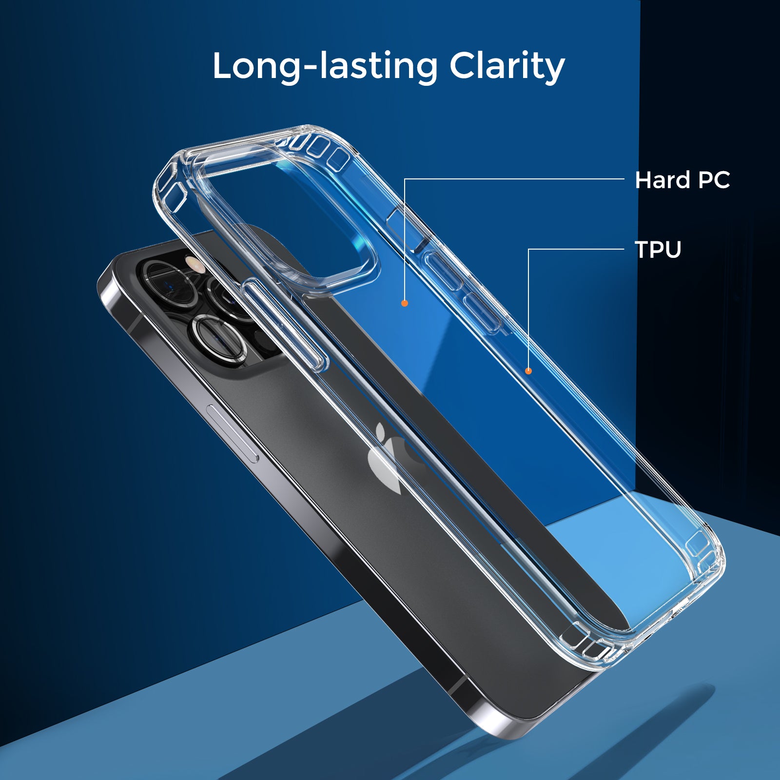 AHASTYLE PC06 For iPhone 13 Pro Max Dustproof Shell Anti-Scratch Smartphone Case Clear PC TPU Cover