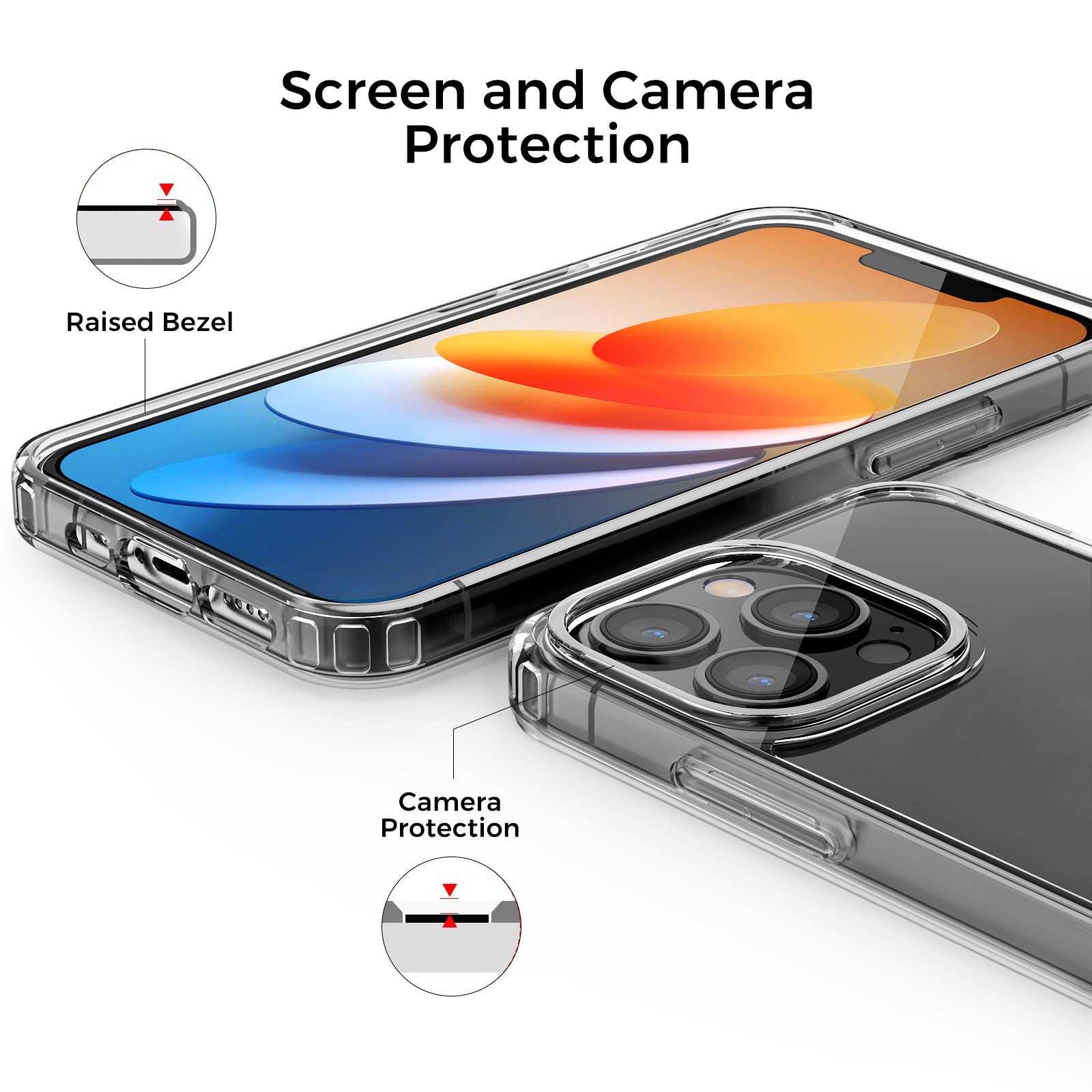 AHASTYLE PC06 For iPhone 13 Pro Max Dustproof Shell Anti-Scratch Smartphone Case Clear PC TPU Cover