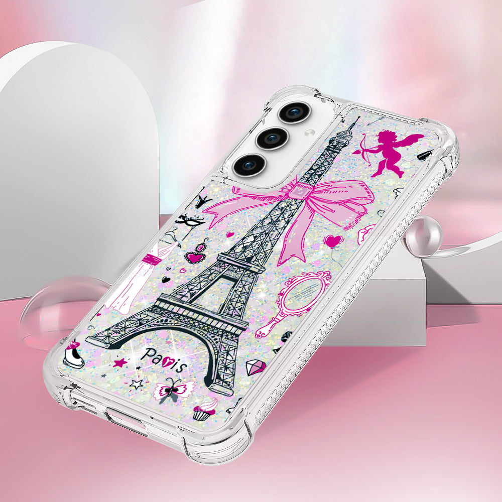 YB Quicksand Series-2 for Samsung Galaxy S23 FE Glitter Liquid Floating Case TPU Pattern Printing Phone Cover