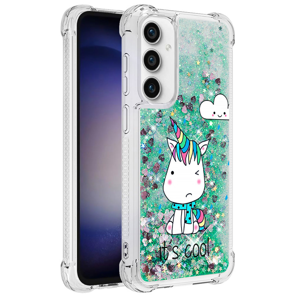 YB Quicksand Series-2 for Samsung Galaxy S23 FE Glitter Liquid Floating Case TPU Pattern Printing Phone Cover