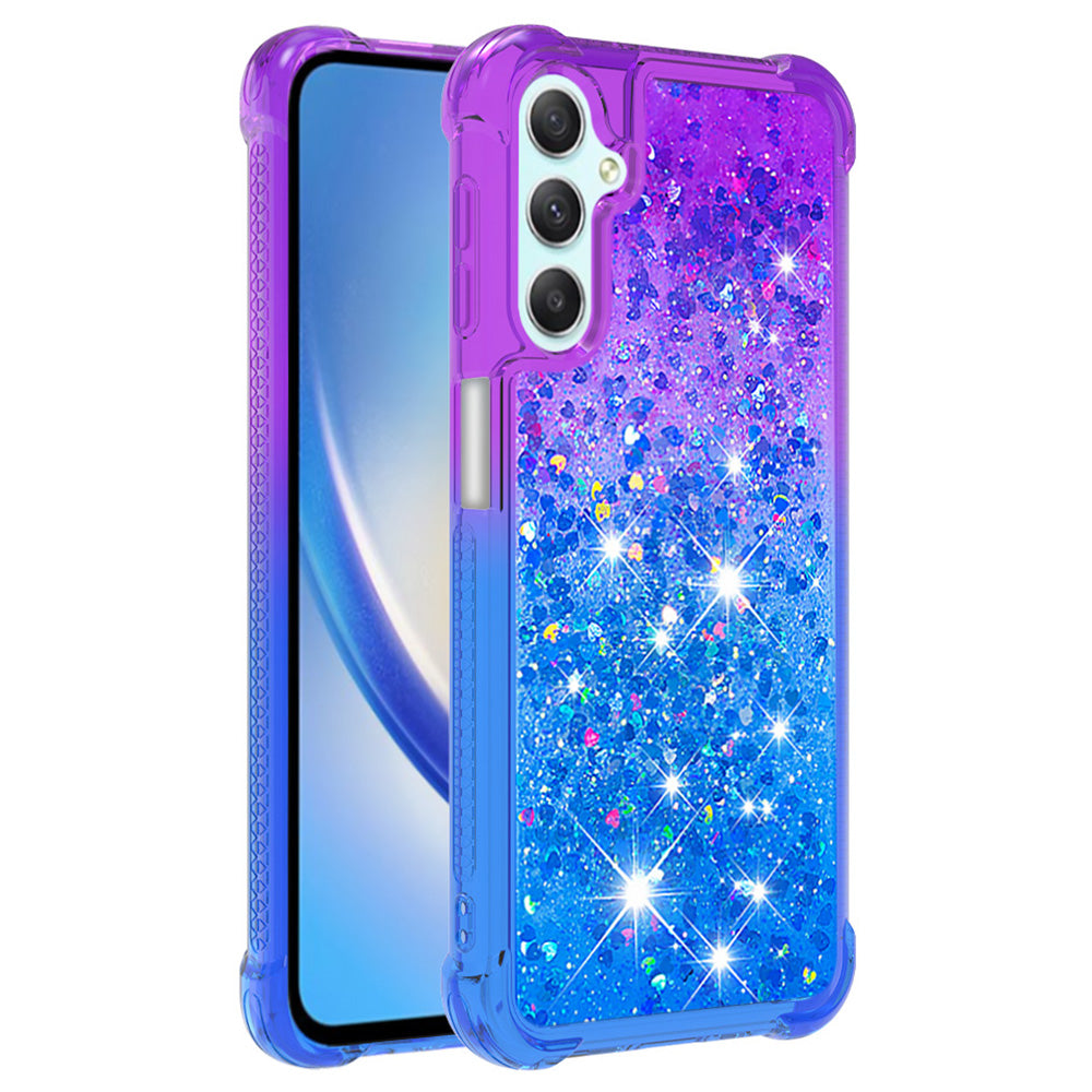 YB Quicksand Series-3 Glitter Floating Liquid Case for Samsung Galaxy A25 5G A24 4G Gradient TPU Shockproof Phone Cover