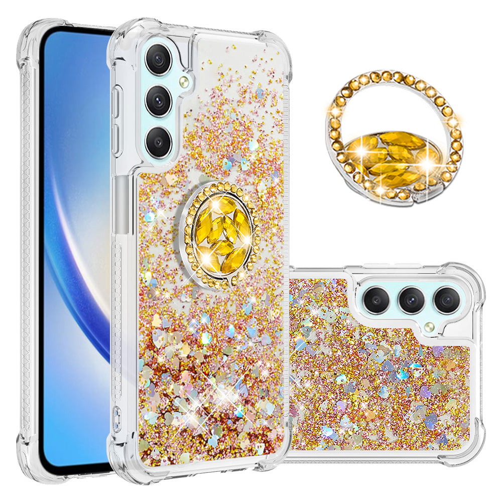 YB Quicksand Series-7 Liquid Case for Samsung Galaxy A25 5G A24 4G TPU Floating Waterfall Kickstand Phone Cover