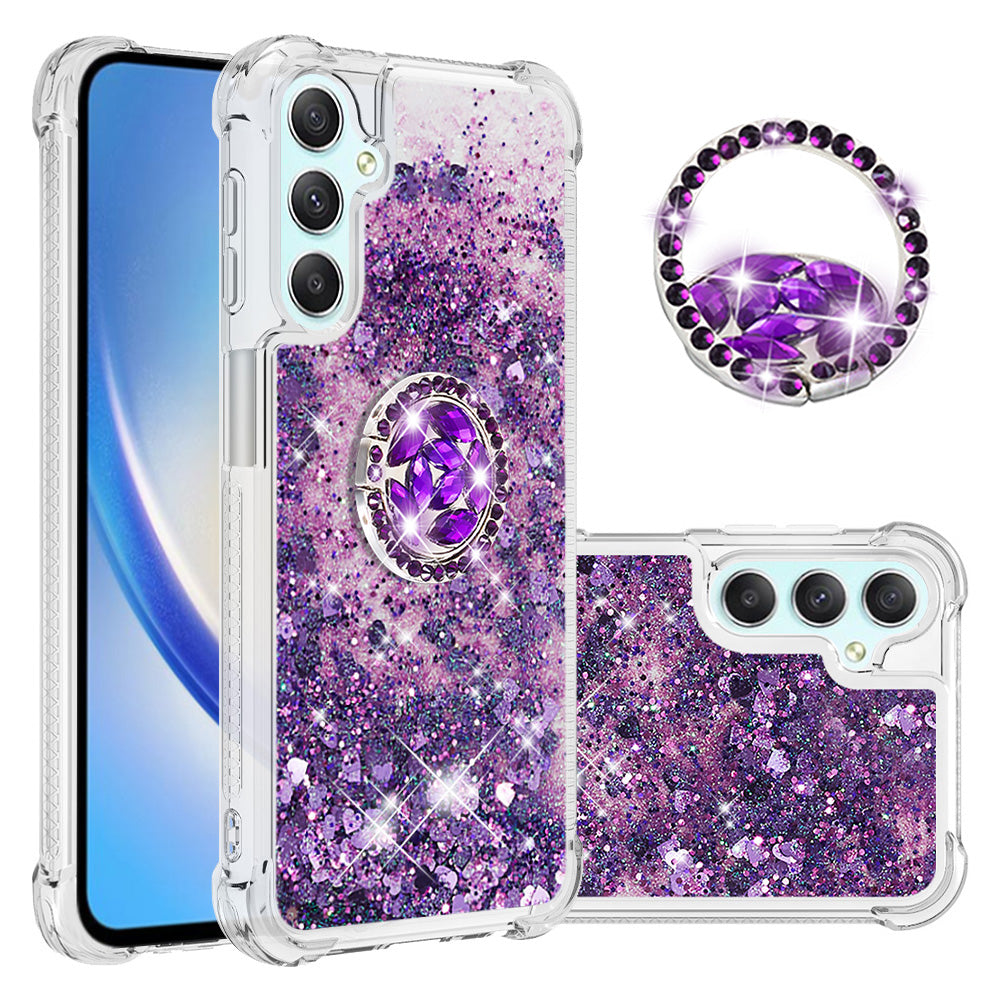 YB Quicksand Series-7 Liquid Case for Samsung Galaxy A25 5G A24 4G TPU Floating Waterfall Kickstand Phone Cover