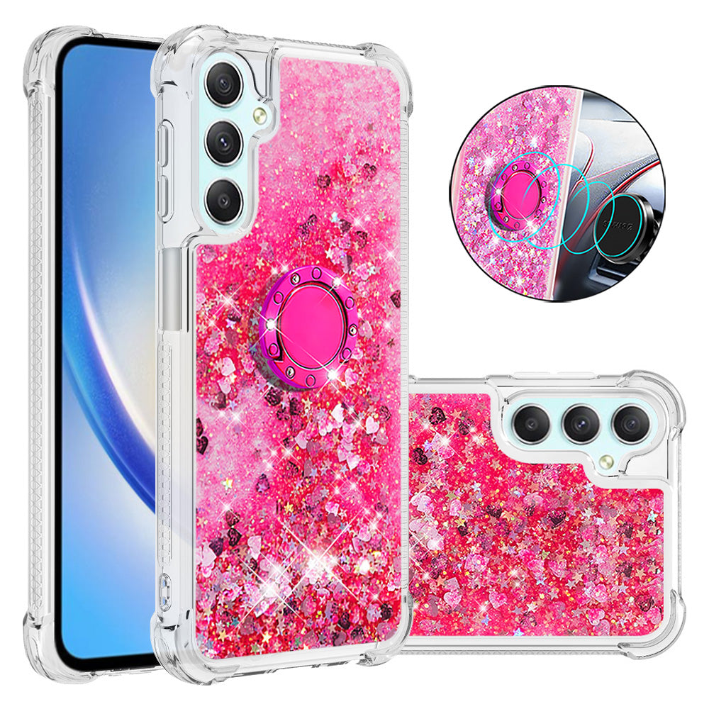 YB Quicksand Series-7 Liquid Case for Samsung Galaxy A25 5G A24 4G TPU Floating Waterfall Kickstand Phone Cover