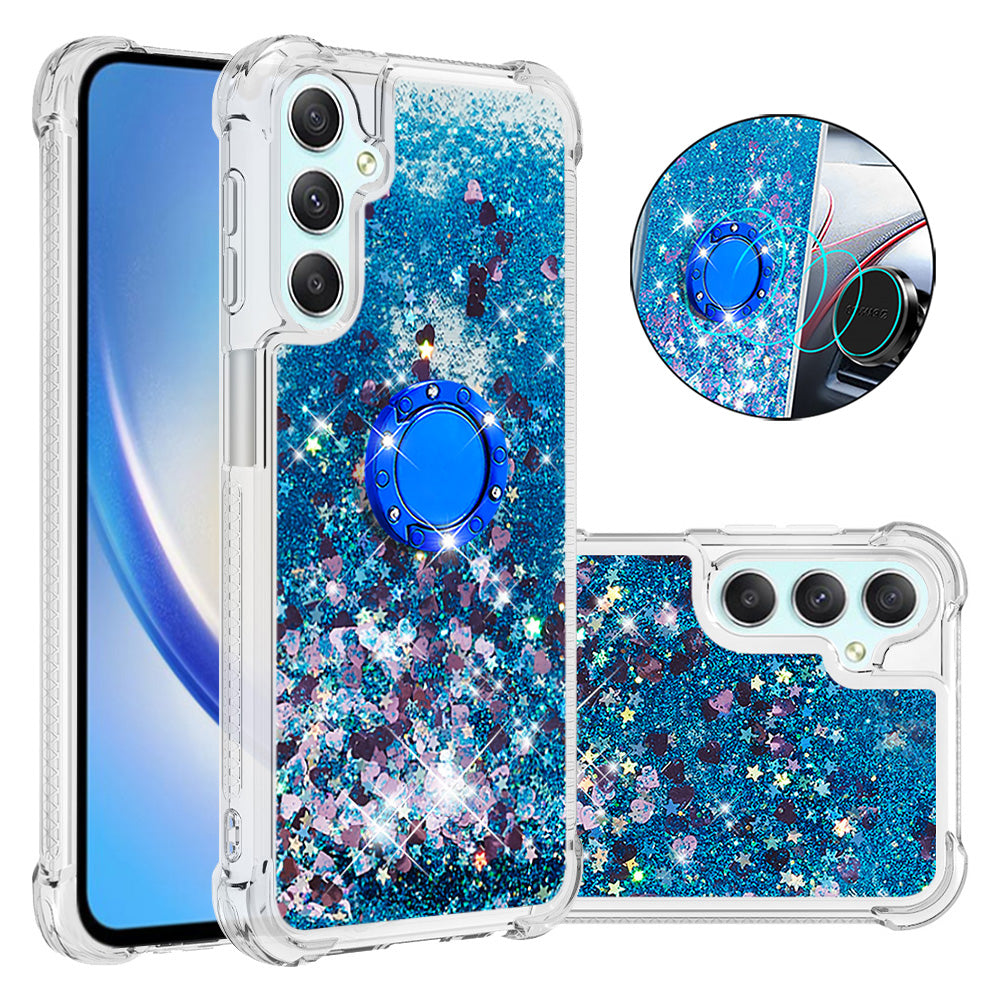 YB Quicksand Series-7 Liquid Case for Samsung Galaxy A25 5G A24 4G TPU Floating Waterfall Kickstand Phone Cover