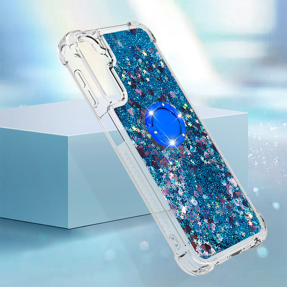YB Quicksand Series-7 Liquid Case for Samsung Galaxy A25 5G A24 4G TPU Floating Waterfall Kickstand Phone Cover