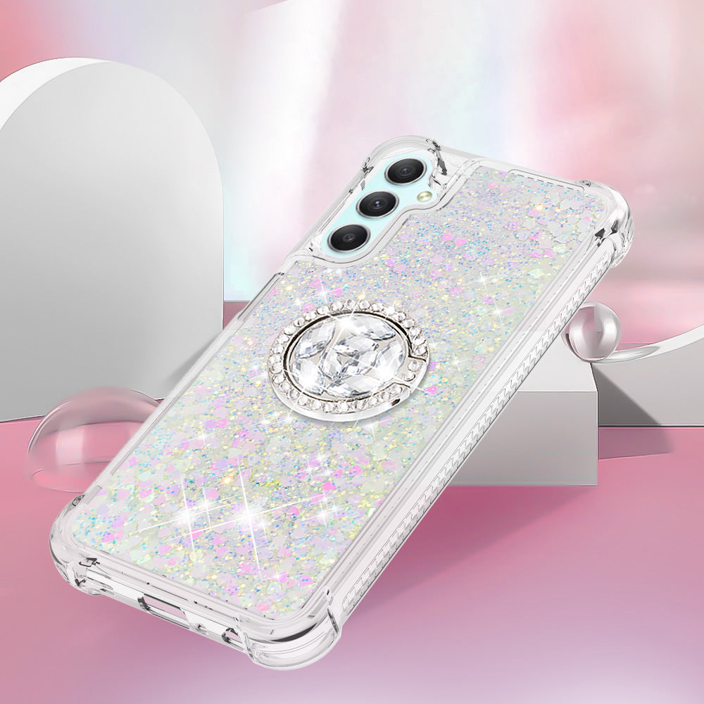 YB Quicksand Series-7 Liquid Case for Samsung Galaxy A25 5G A24 4G TPU Floating Waterfall Kickstand Phone Cover