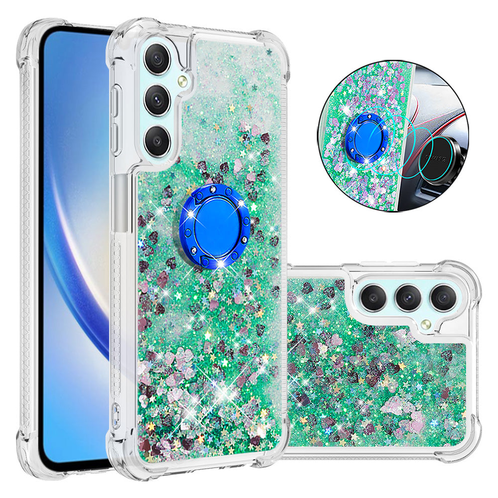 YB Quicksand Series-7 Liquid Case for Samsung Galaxy A25 5G A24 4G TPU Floating Waterfall Kickstand Phone Cover