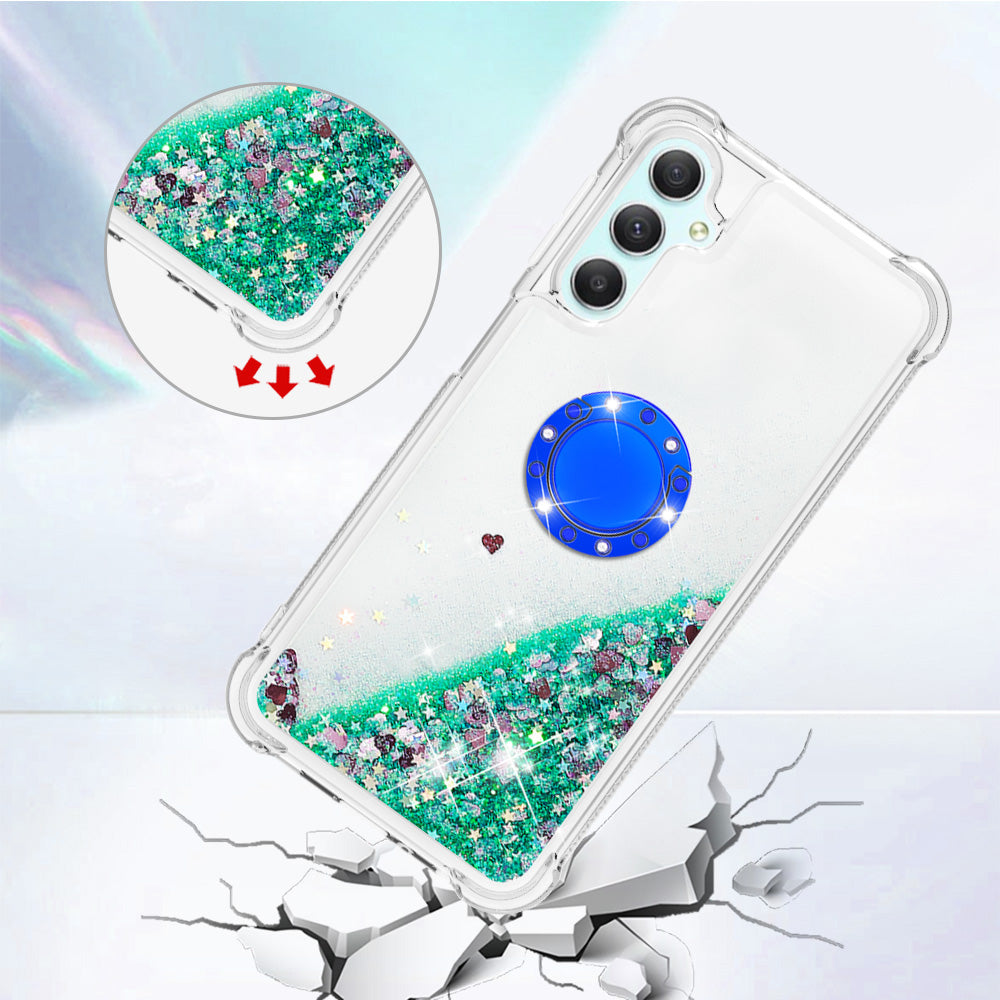 YB Quicksand Series-7 Liquid Case for Samsung Galaxy A25 5G A24 4G TPU Floating Waterfall Kickstand Phone Cover