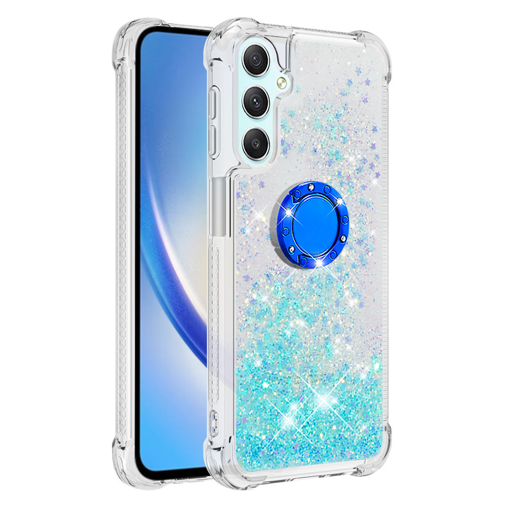 YB Quicksand Series-7 Liquid Case for Samsung Galaxy A25 5G A24 4G TPU Floating Waterfall Kickstand Phone Cover