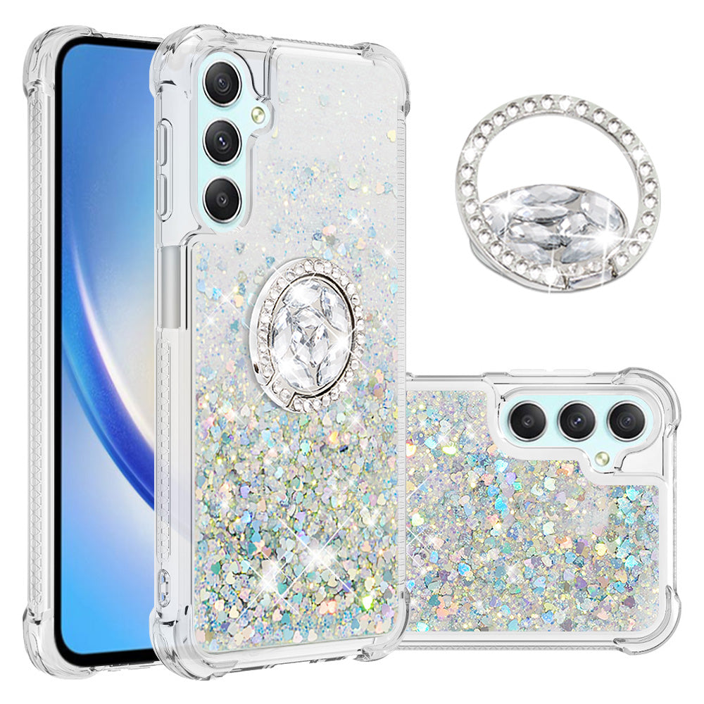 YB Quicksand Series-7 Liquid Case for Samsung Galaxy A25 5G A24 4G TPU Floating Waterfall Kickstand Phone Cover
