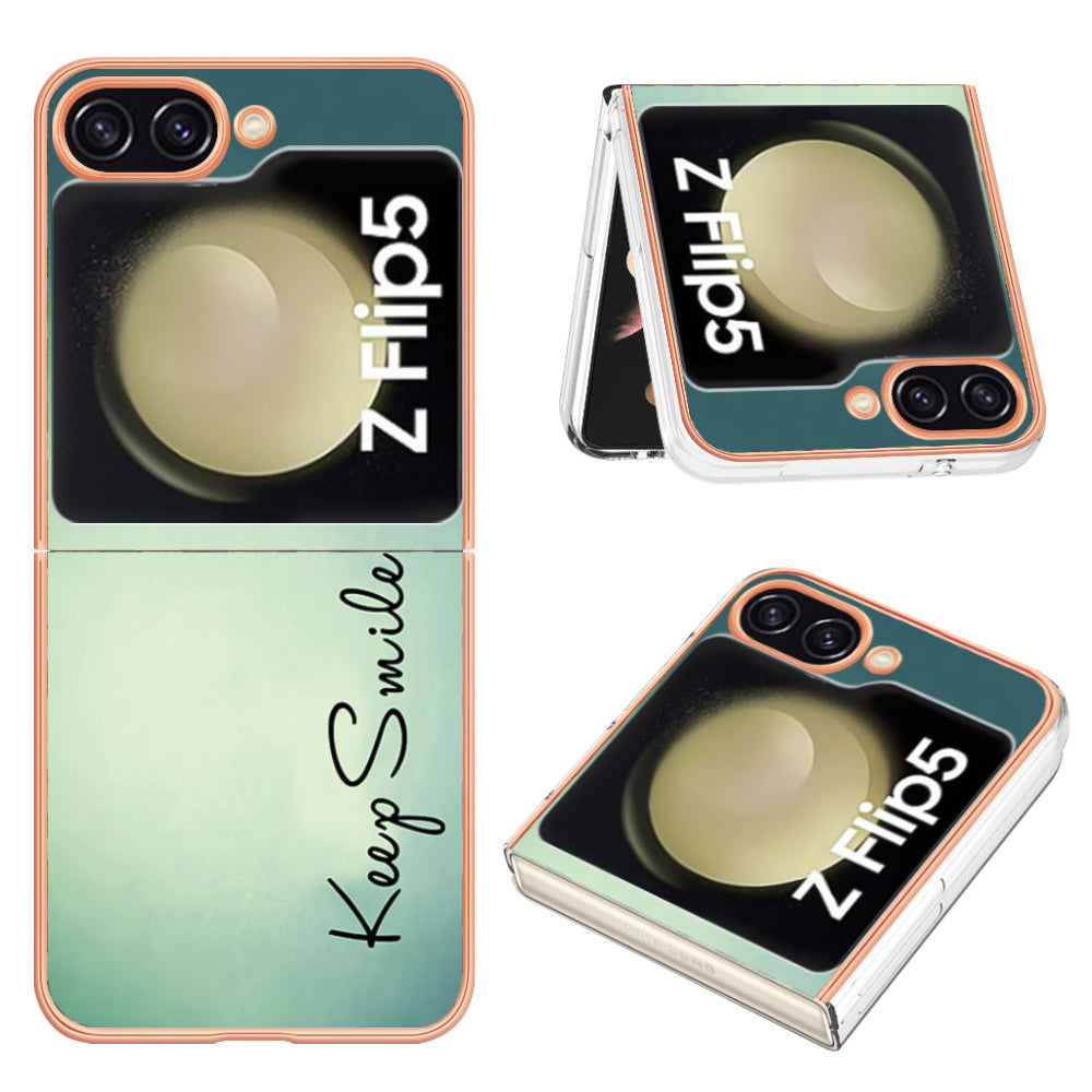 YB IMD Series-19 Style D For Samsung Galaxy Z Flip5 5G Electroplating Phone Case Soft 2.0mm TPU IMD Pattern Phone Cover