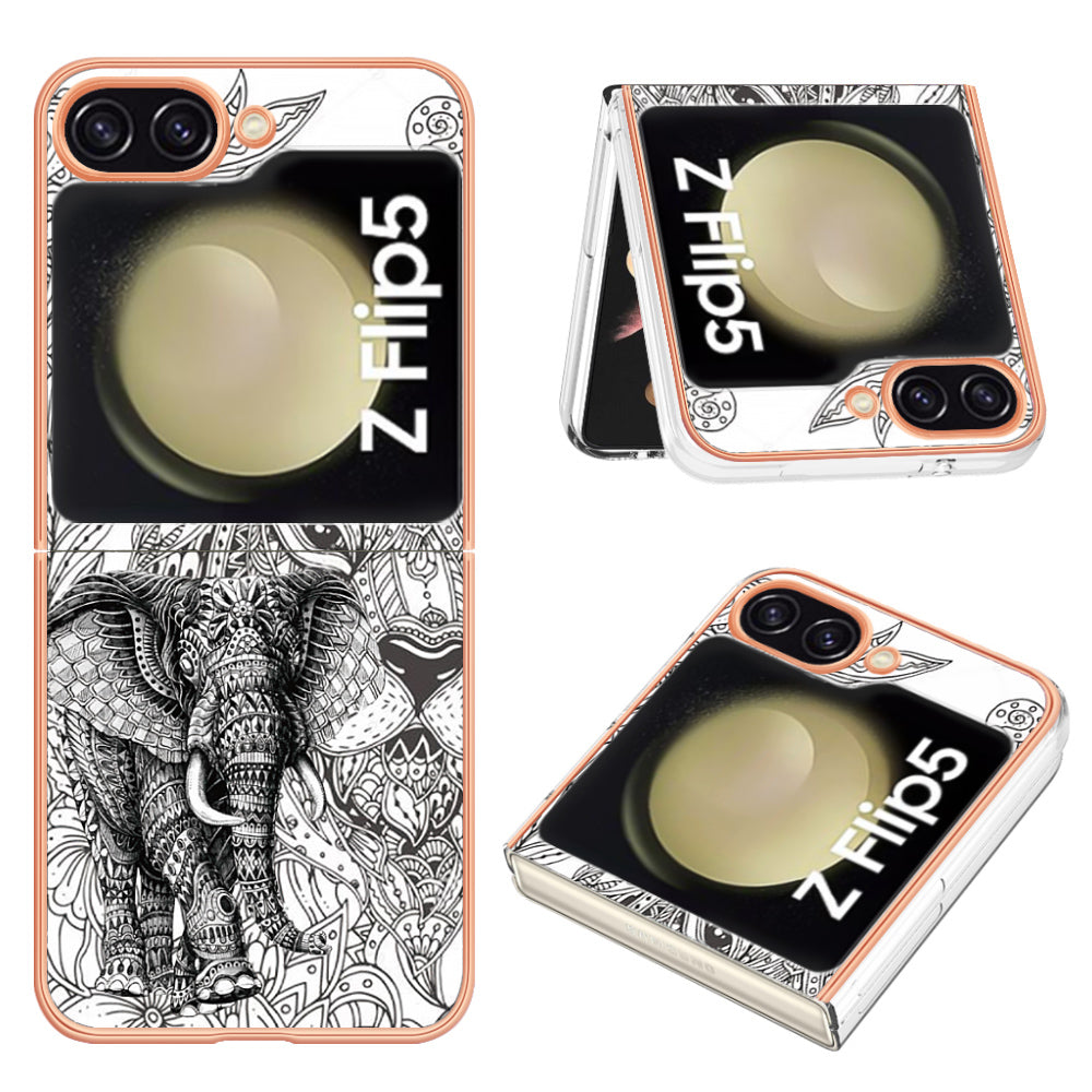 YB IMD Series-19 Style D For Samsung Galaxy Z Flip5 5G Electroplating Phone Case Soft 2.0mm TPU IMD Pattern Phone Cover