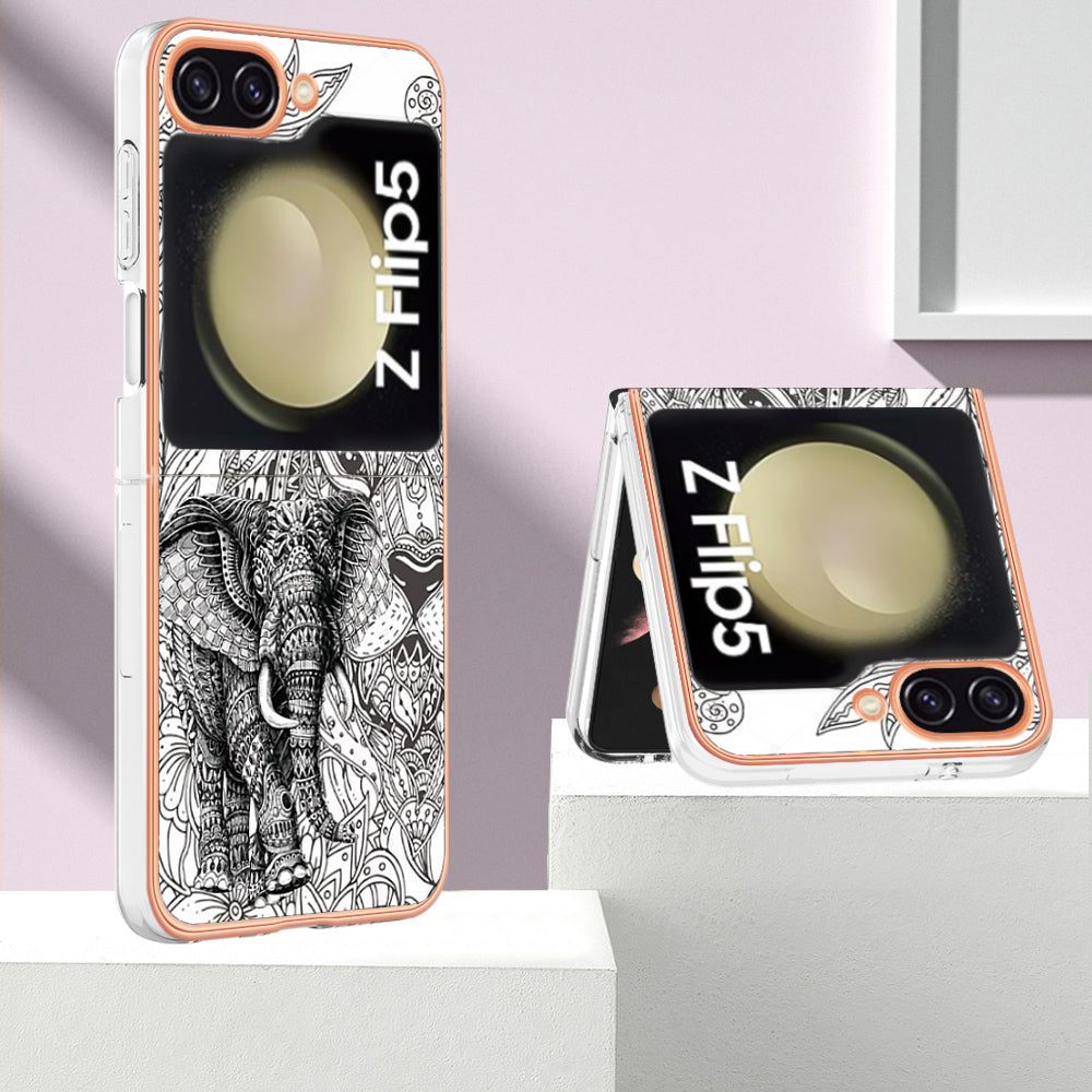 YB IMD Series-19 Style D For Samsung Galaxy Z Flip5 5G Electroplating Phone Case Soft 2.0mm TPU IMD Pattern Phone Cover