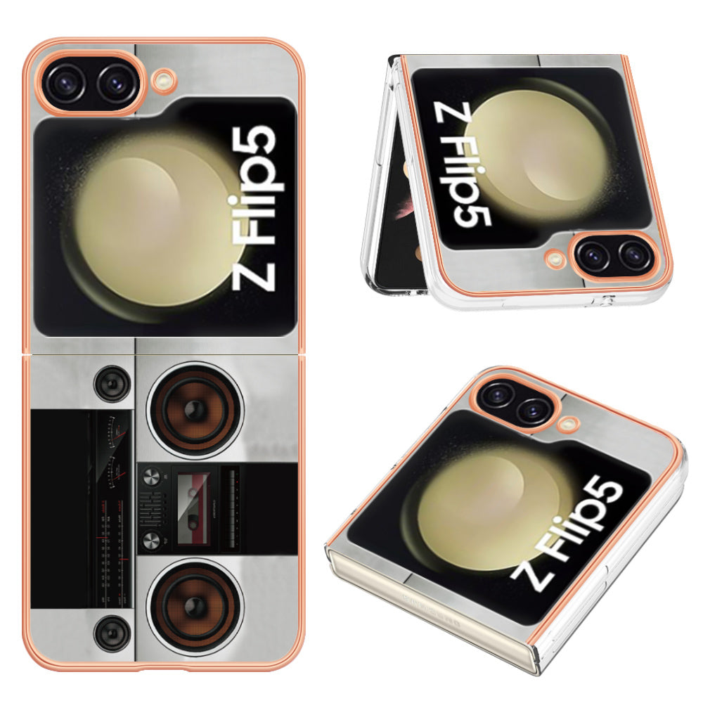 YB IMD Series-19 Style D For Samsung Galaxy Z Flip5 5G Electroplating Phone Case Soft 2.0mm TPU IMD Pattern Phone Cover