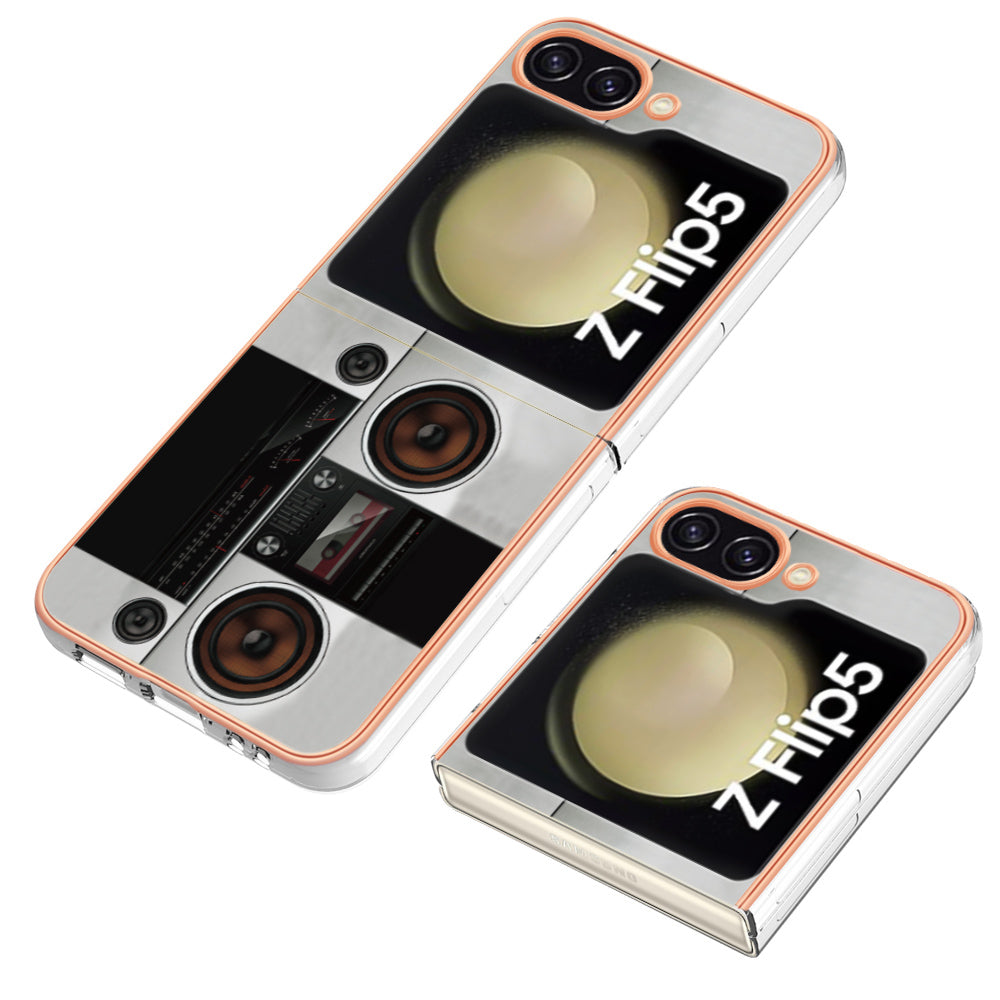 YB IMD Series-19 Style D For Samsung Galaxy Z Flip5 5G Electroplating Phone Case Soft 2.0mm TPU IMD Pattern Phone Cover