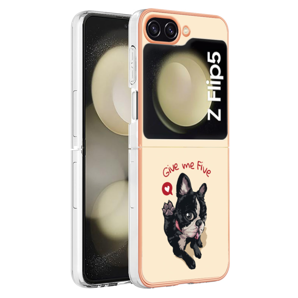 YB IMD Series-19 Style D For Samsung Galaxy Z Flip5 5G Electroplating Phone Case Soft 2.0mm TPU IMD Pattern Phone Cover