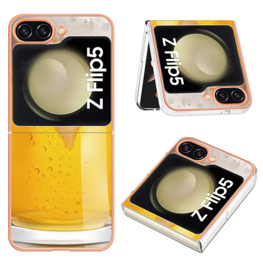 YB IMD Series-19 Style D For Samsung Galaxy Z Flip5 5G Electroplating Phone Case Soft 2.0mm TPU IMD Pattern Phone Cover