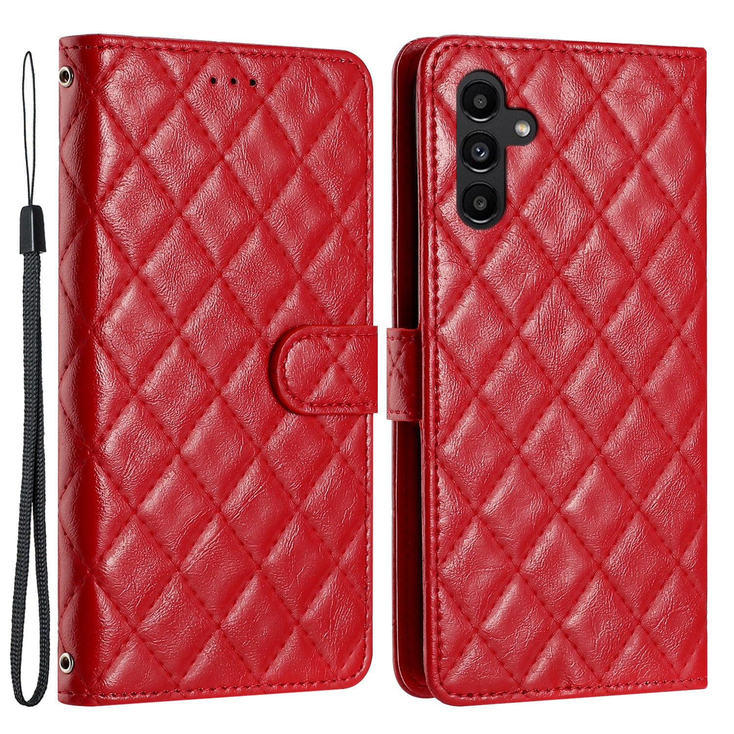 Rhombus Stitching Line Phone Case for Samsung Galaxy A24 4G A25 5G PU Leather Wallet Stand Protective Cover