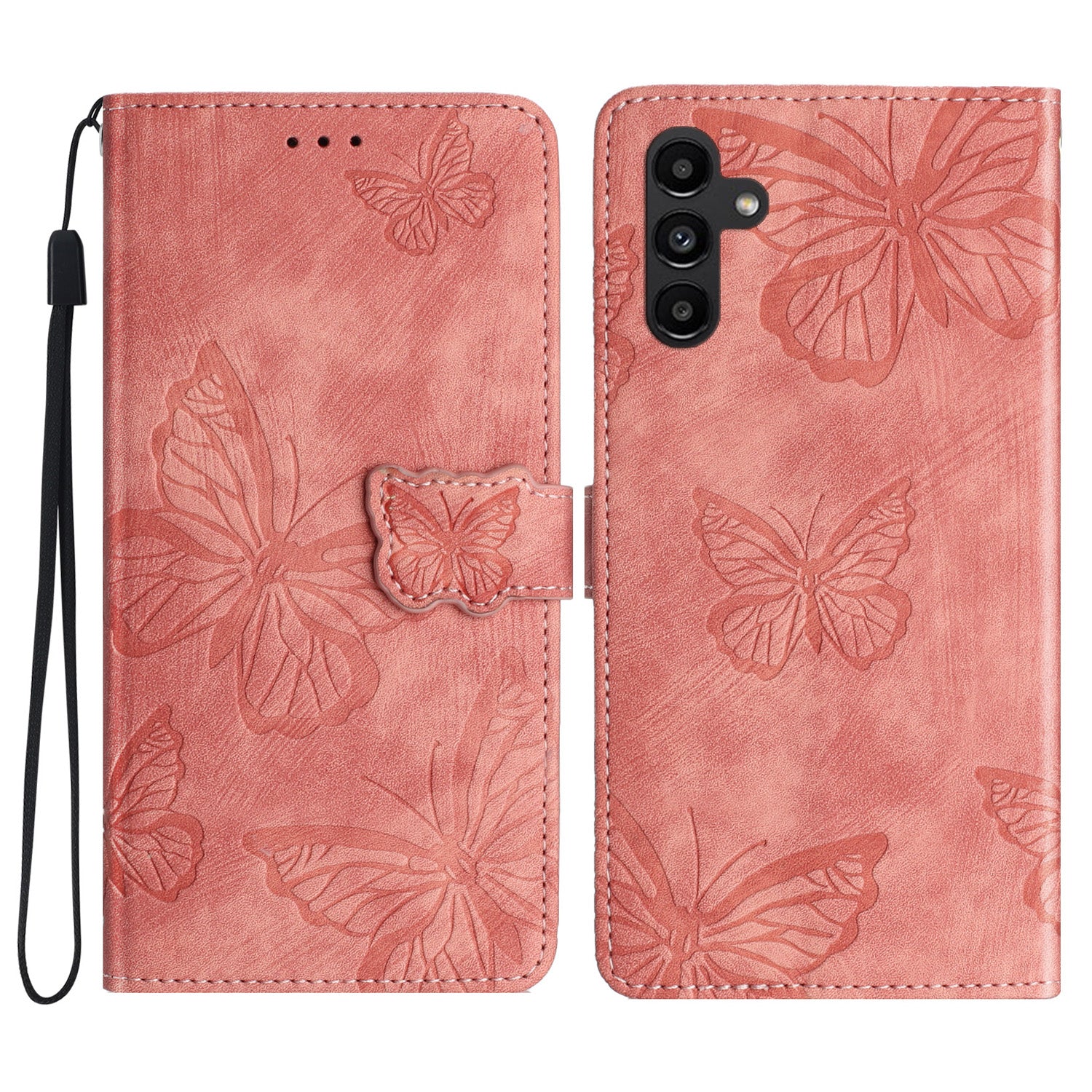 Til Samsung Galaxy A24 4G A25 5G PU læder Skin-touch etui med trykte sommerfugle tegnebogsstativ Telefoncover