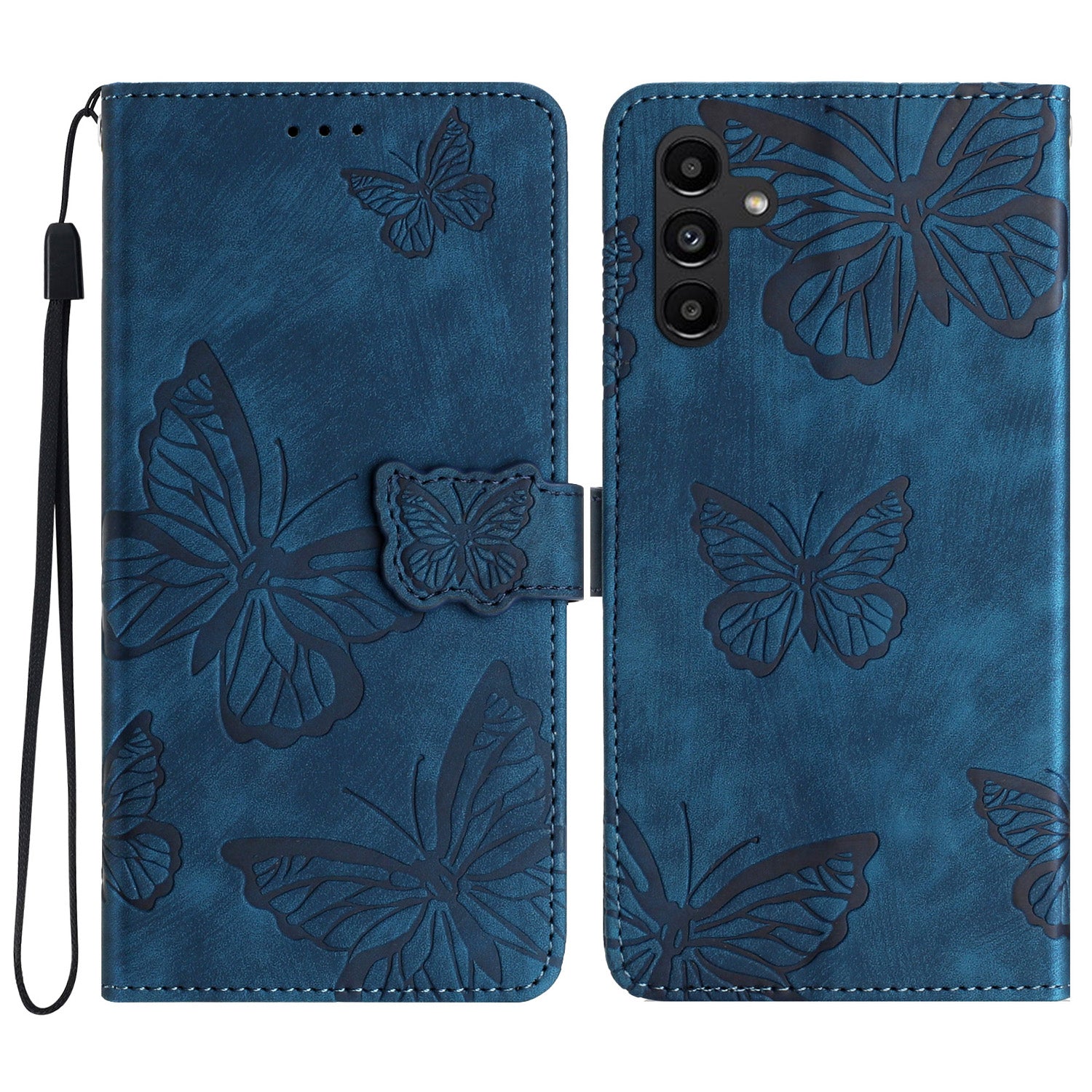 Til Samsung Galaxy A24 4G A25 5G PU læder Skin-touch etui med trykte sommerfugle tegnebogsstativ Telefoncover