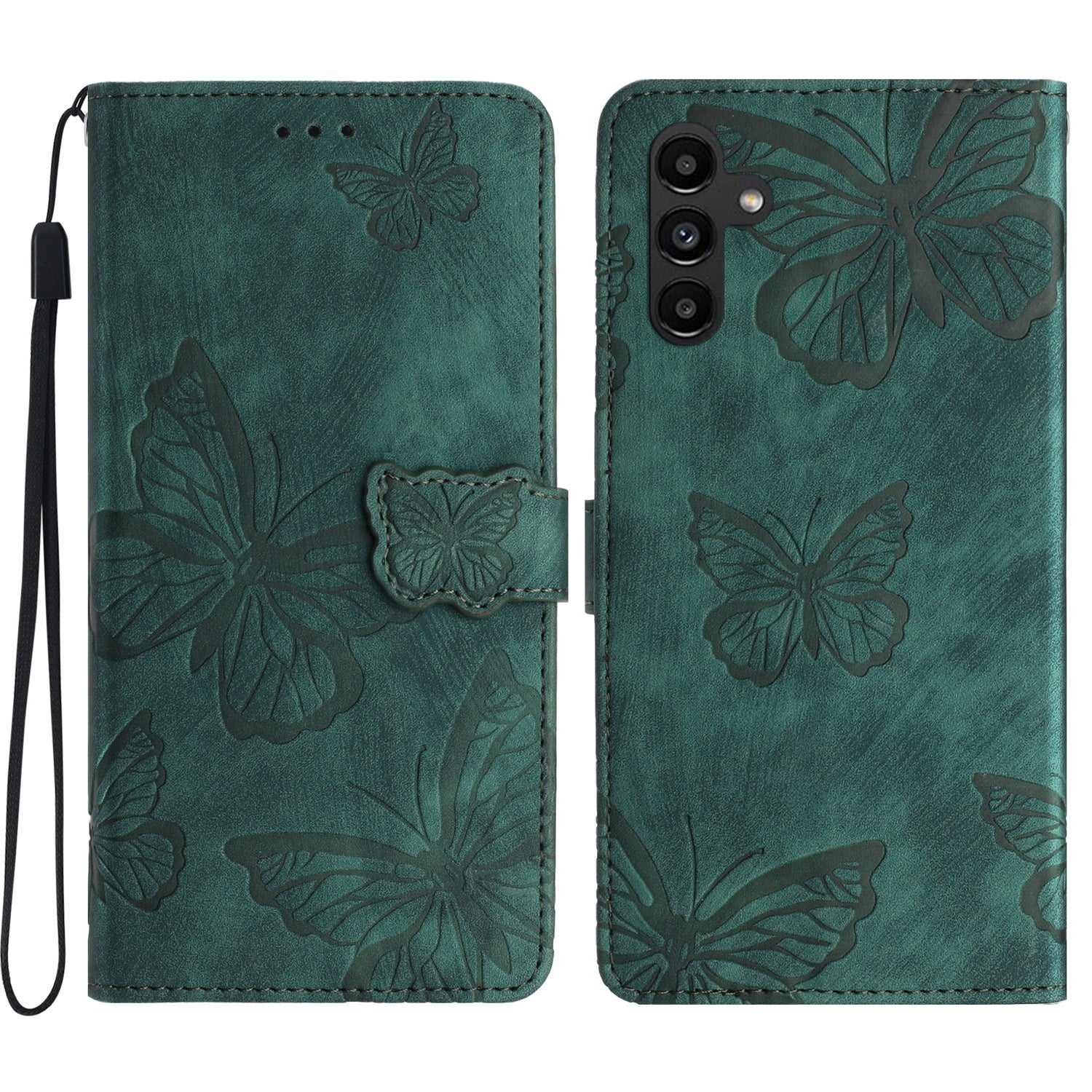 Til Samsung Galaxy A24 4G A25 5G PU læder Skin-touch etui med trykte sommerfugle tegnebogsstativ Telefoncover