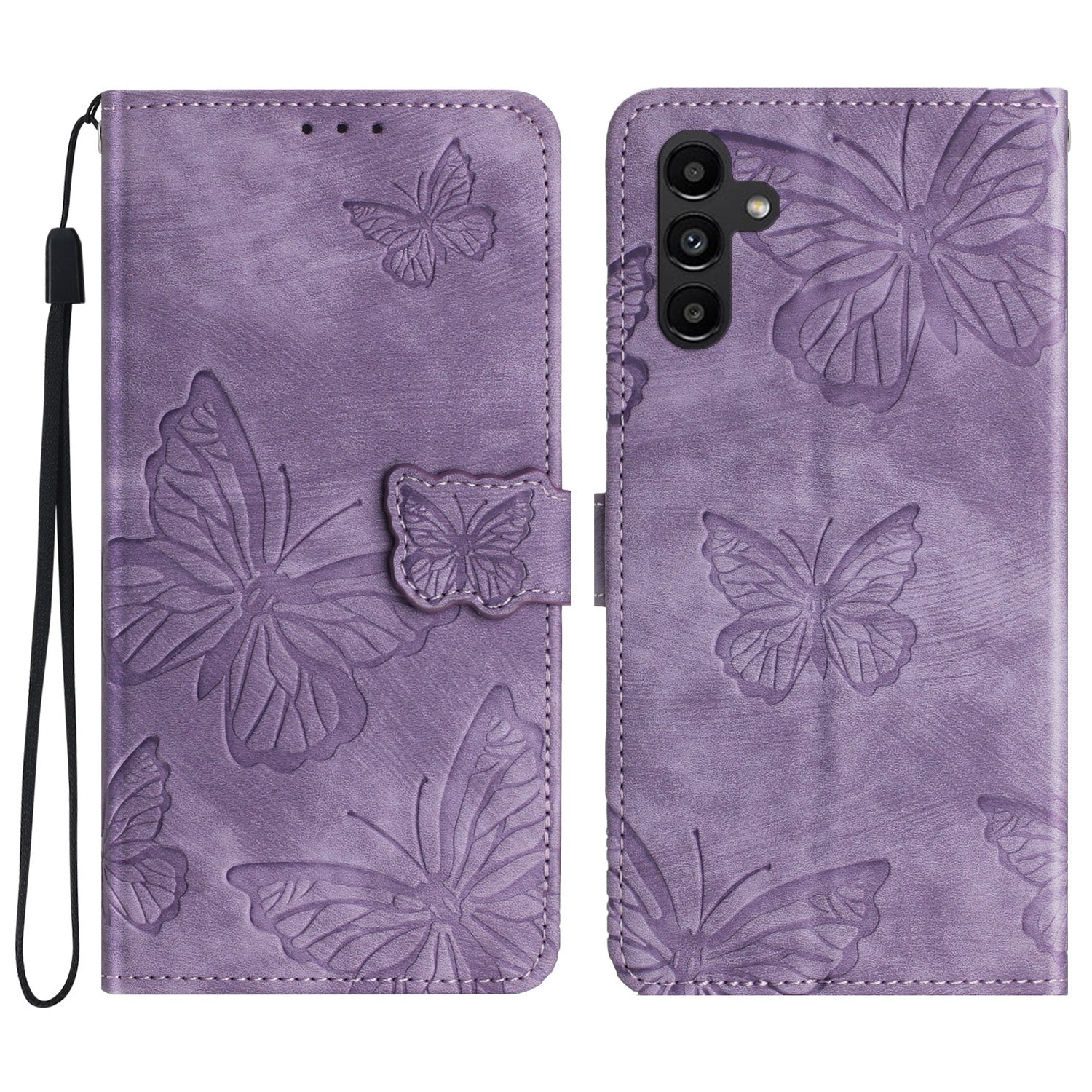 Til Samsung Galaxy A24 4G A25 5G PU læder Skin-touch etui med trykte sommerfugle tegnebogsstativ Telefoncover