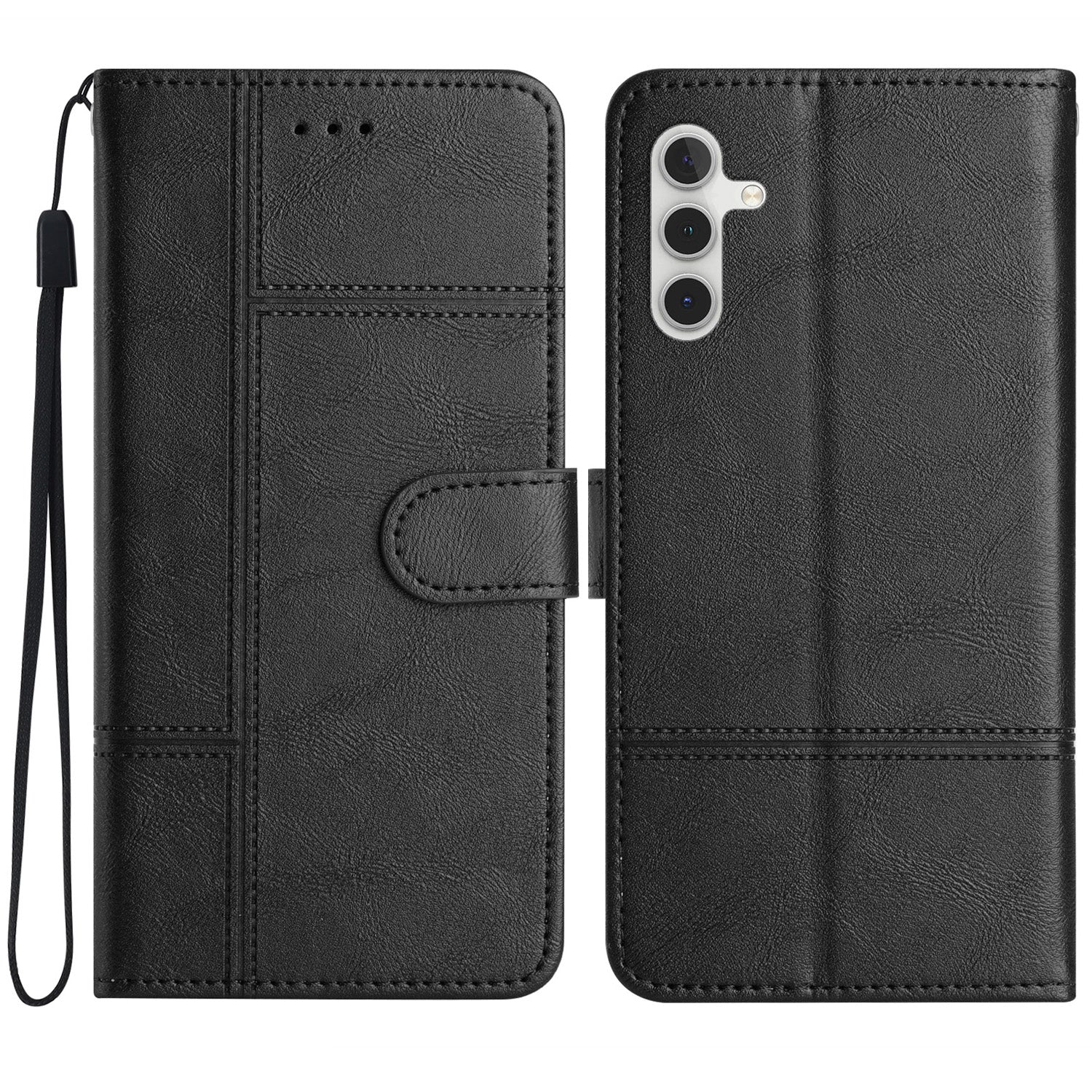 Line præget pung etui til Samsung Galaxy S23 FE PU Læder Kohud Tekstur Stand Telefon Cover