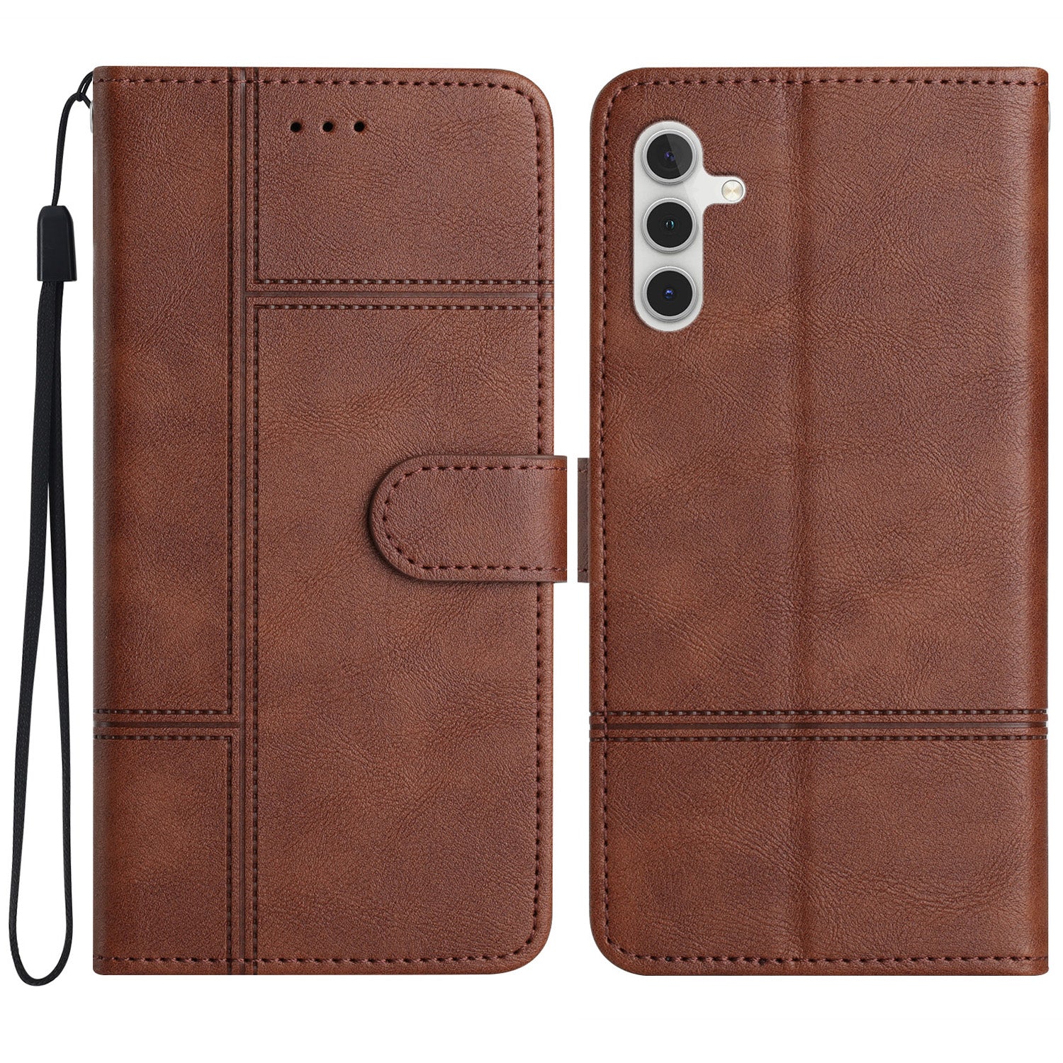 Line præget pung etui til Samsung Galaxy S23 FE PU Læder Kohud Tekstur Stand Telefon Cover