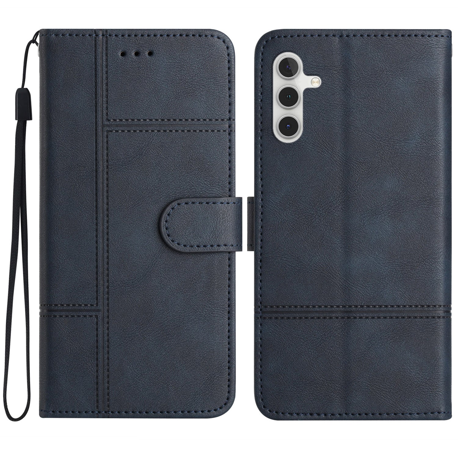 Line Imprinted Wallet Case for Samsung Galaxy S23 FE PU Leather Cowhide Texture Stand Phone Cover