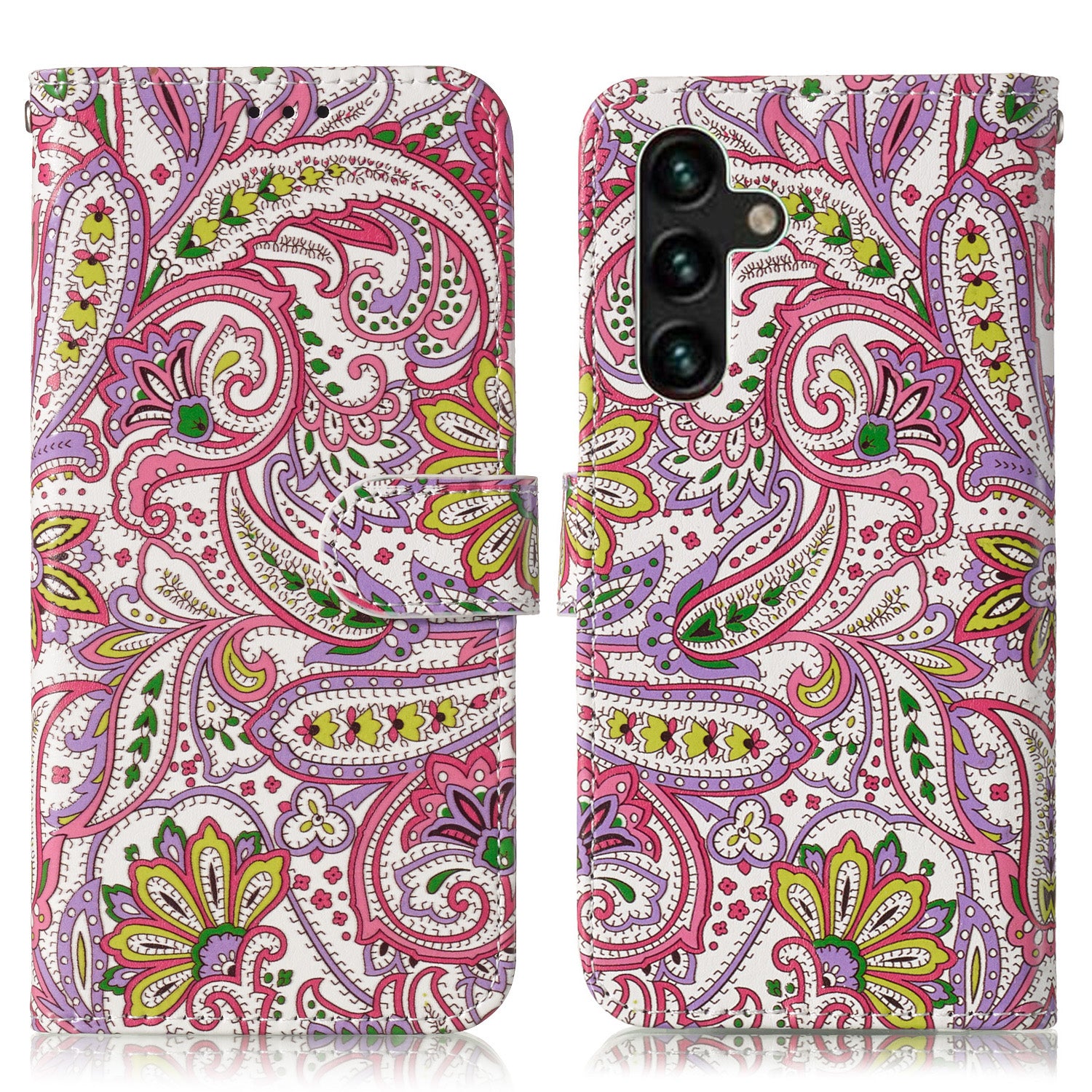 PU Leather Flip Cover for Samsung Galaxy S23 FE Wallet Pattern Printing Stand Phone Case