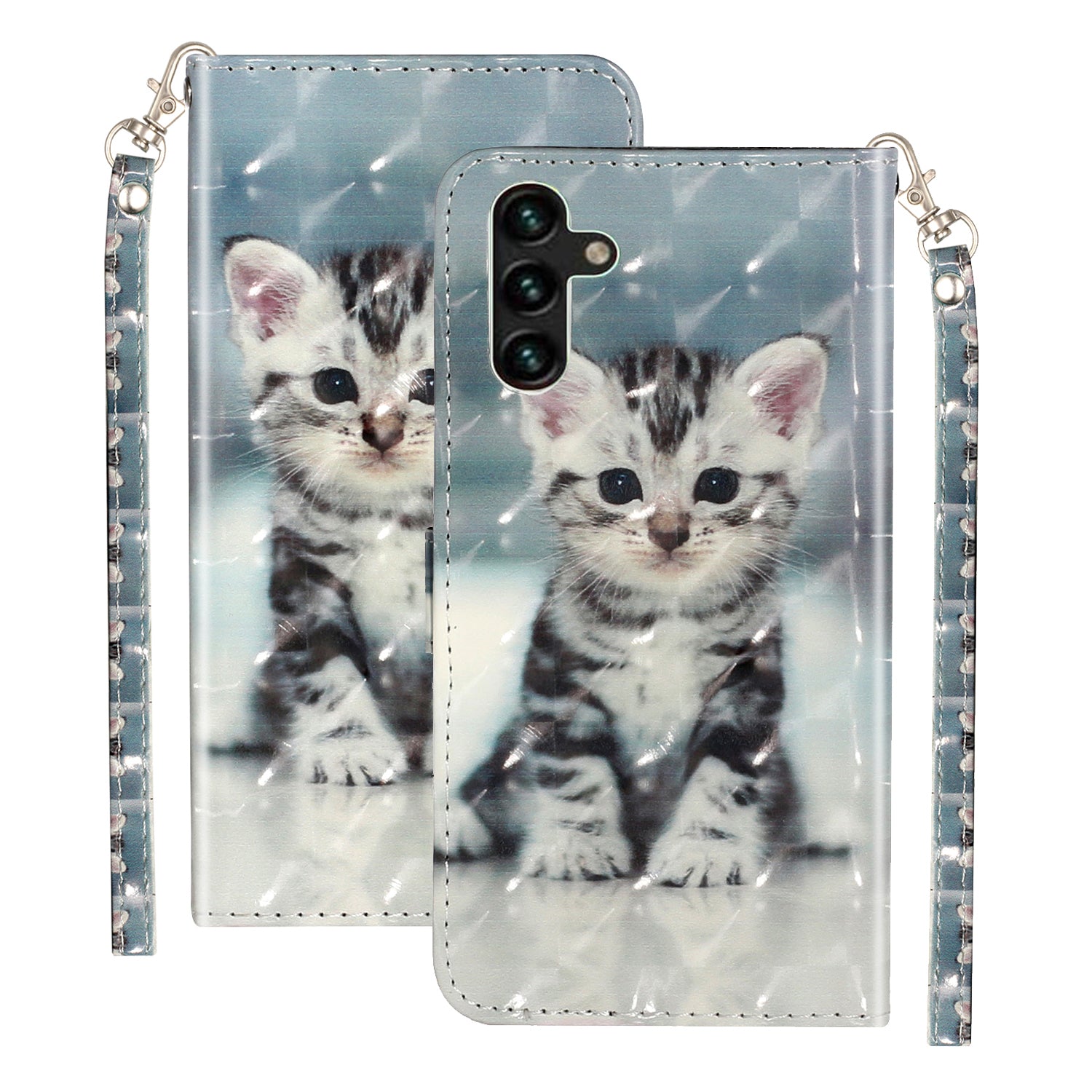 For Samsung Galaxy S23 FE PU Leather Protective Case 3D Pattern Printing Stand Wallet Phone Cover