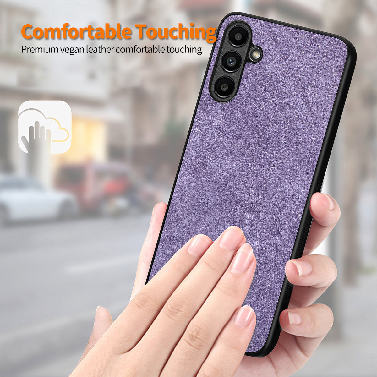 ENKAY HAT PRINCE For Samsung Galaxy A14 4G PU Leather Coated PC Retro Phone Case with High Aluminium-silicon Glass Film