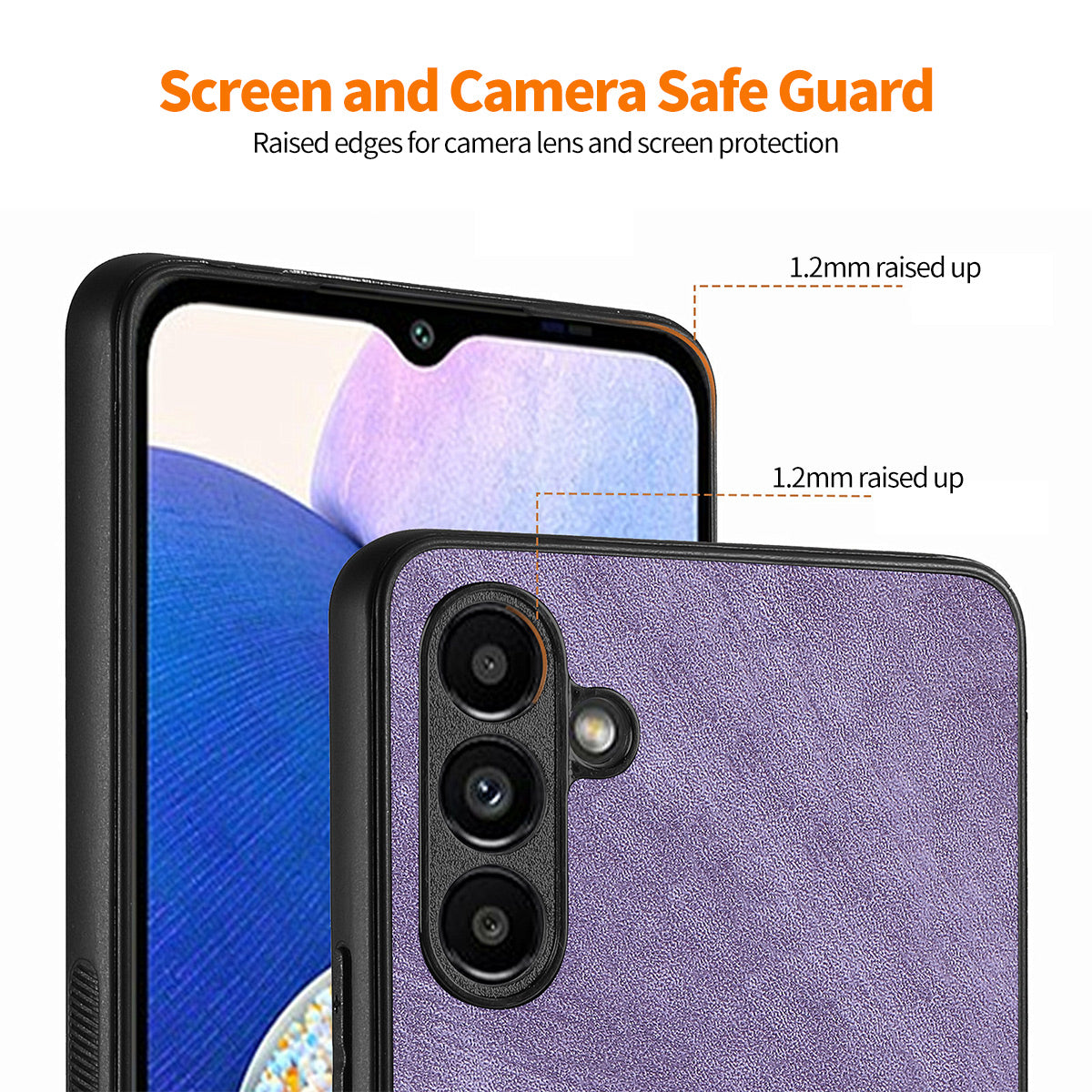 ENKAY HAT PRINCE For Samsung Galaxy A14 4G PU Leather Coated PC Retro Phone Case with High Aluminium-silicon Glass Film