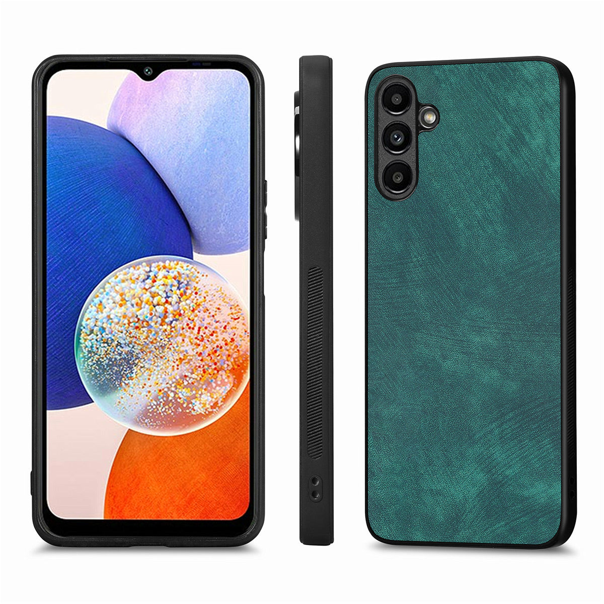 ENKAY HAT PRINCE For Samsung Galaxy A14 4G PU Leather Coated PC Retro Phone Case with High Aluminium-silicon Glass Film