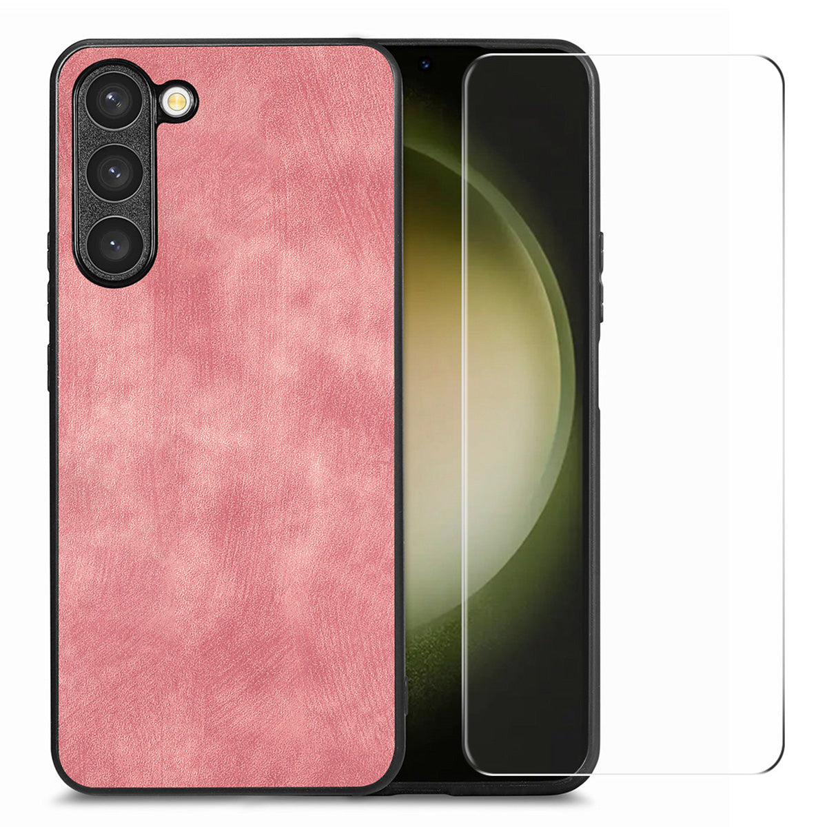 ENKAY HAT PRINCE Til Samsung Galaxy S23 Retro telefontaske Læderbelagt pc-cover med 0,18 mm høj aluminium-silicium glasfilm