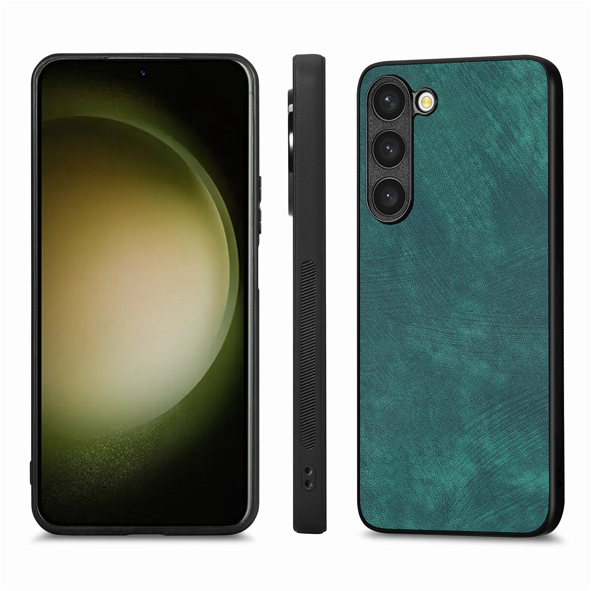 ENKAY HAT PRINCE Til Samsung Galaxy S23 Retro telefontaske Læderbelagt pc-cover med 0,18 mm høj aluminium-silicium glasfilm
