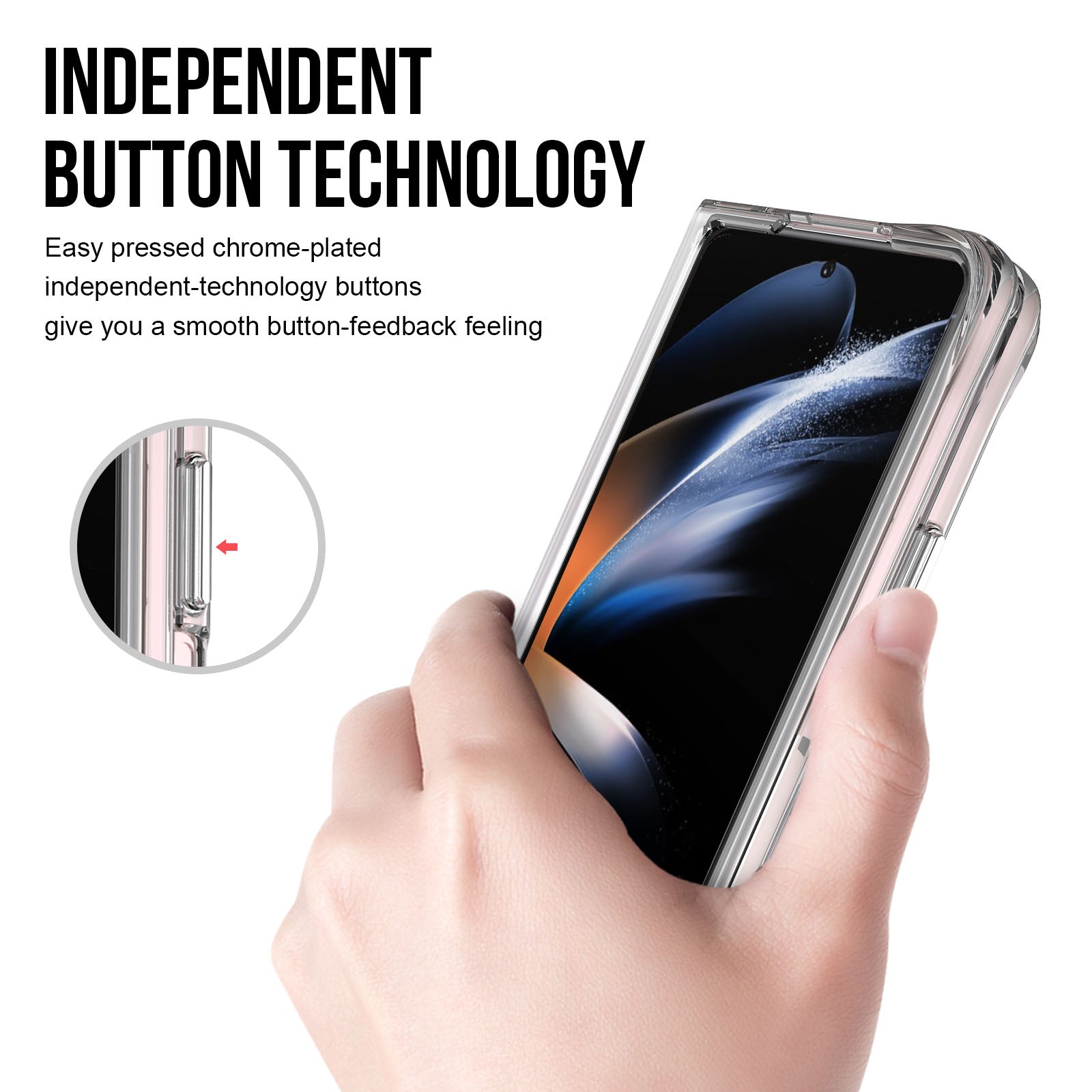 Transparent Phone Case for Samsung Galaxy Z Fold5 5G , PC+TPU Shockproof Folding Cover