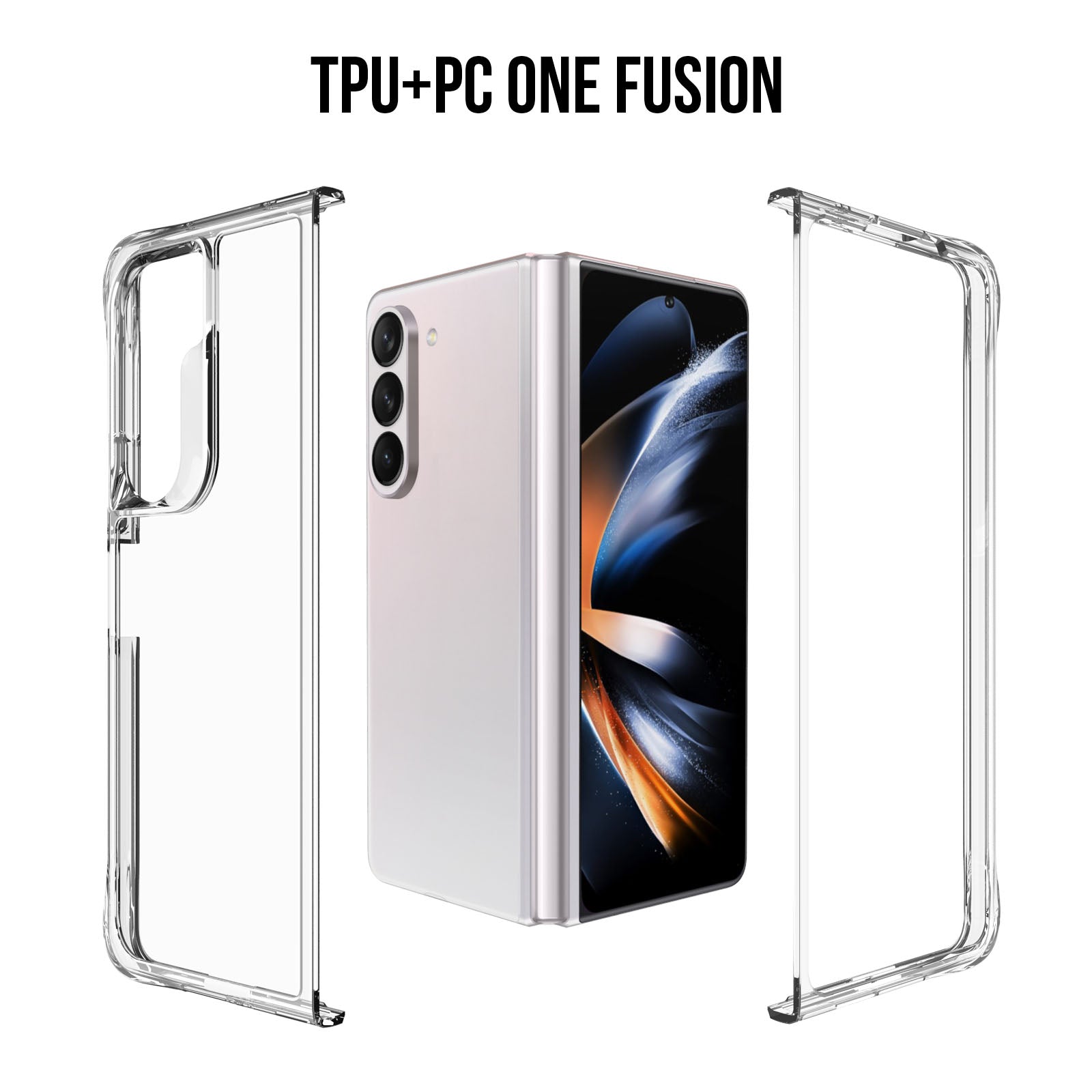 Transparent Phone Case for Samsung Galaxy Z Fold5 5G , PC+TPU Shockproof Folding Cover