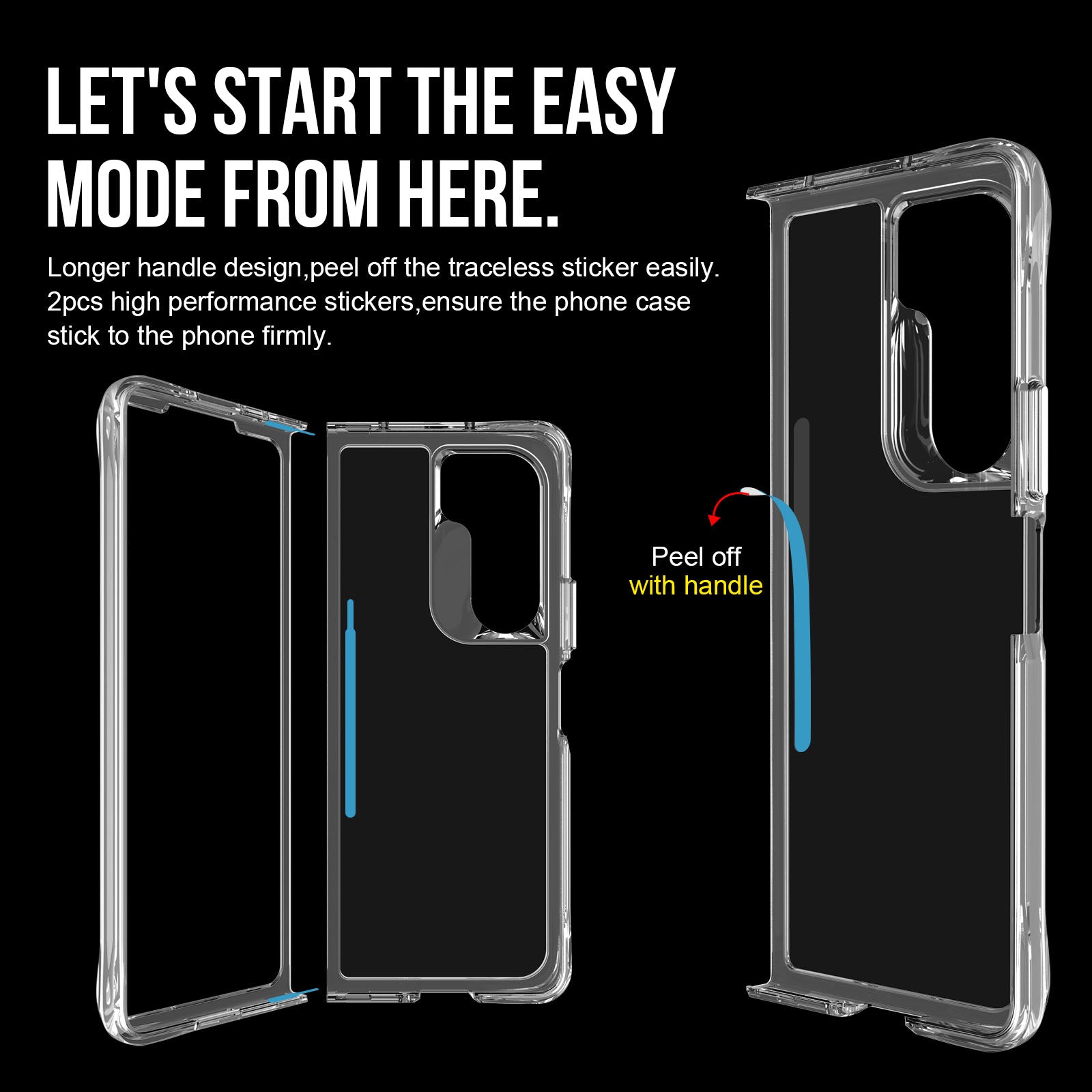Transparent Phone Case for Samsung Galaxy Z Fold5 5G , PC+TPU Shockproof Folding Cover