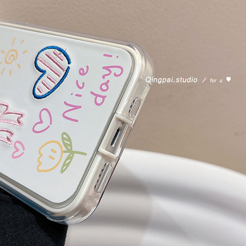 Pro iPhone 14 TPU ochranné pouzdro na telefon Cute Butterfly and Love Embroidery Phone Back Cover