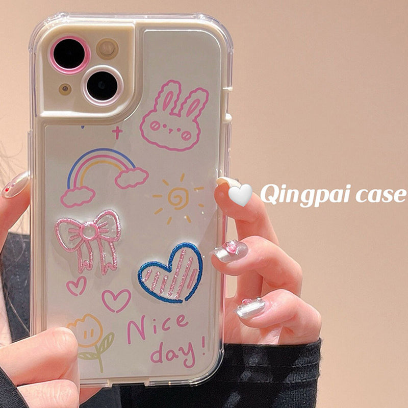 Pro iPhone 14 TPU ochranné pouzdro na telefon Cute Butterfly and Love Embroidery Phone Back Cover