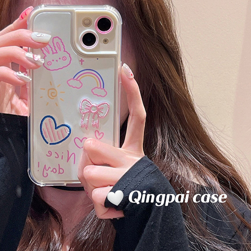For iPhone 14 Plus Shockproof Soft TPU Phone Case Cute Butterfly and Love Embroidery Mobile Phone Cover
