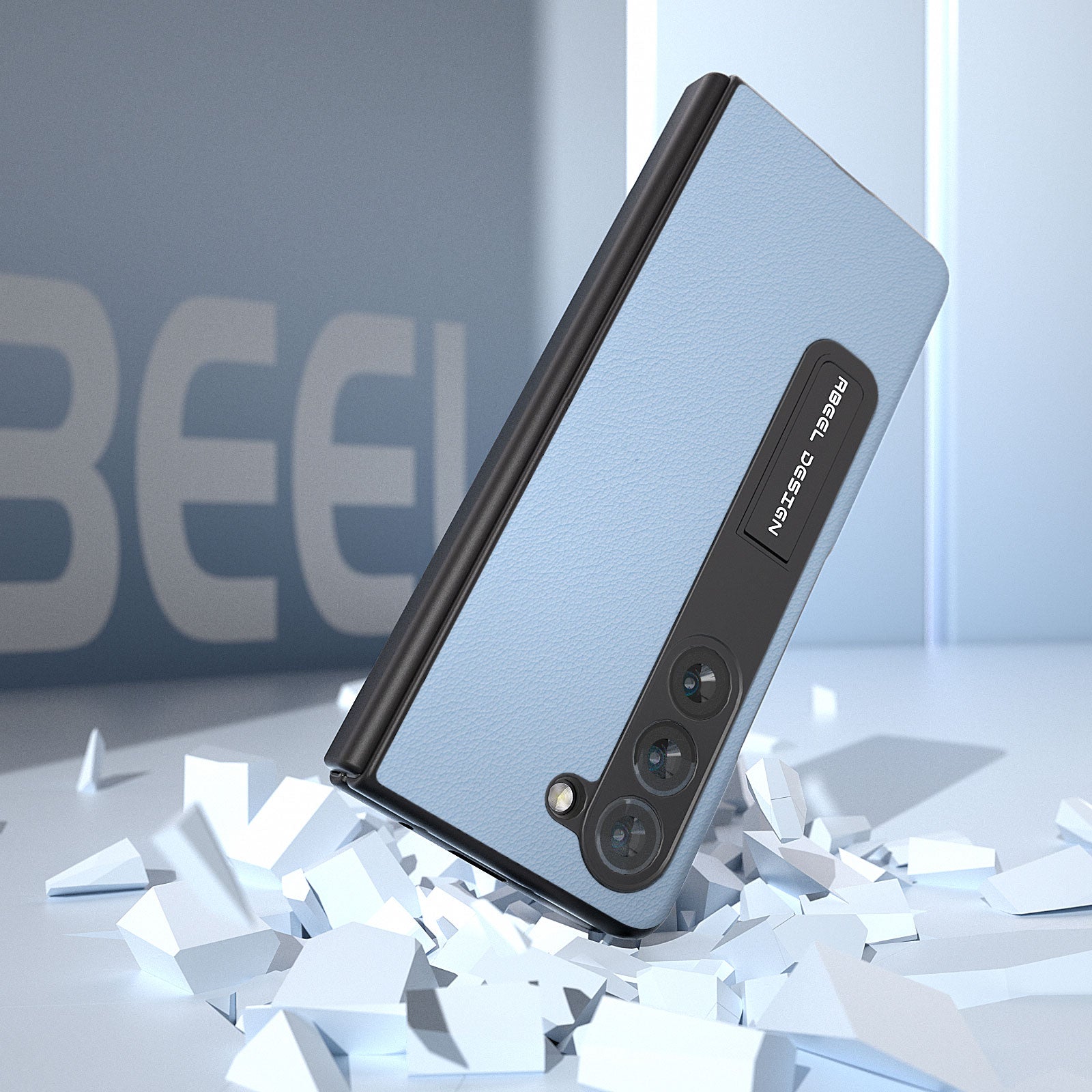 ABEEL For Samsung Galaxy Z Fold5 5G Texture Genuine Cow Leather PC Phone Case Kickstand Protective Cover with Front Screen Film