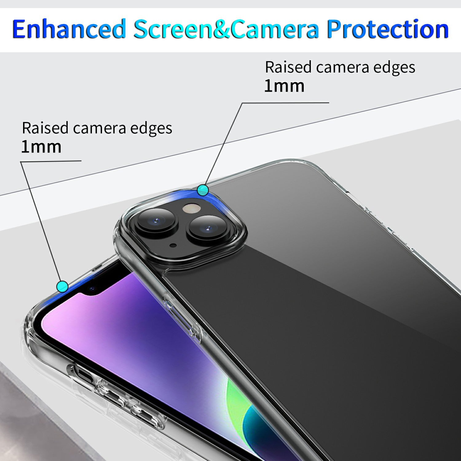 Pro iPhone 15 Plus Zadní kryt Vysoce průhledné TPU PC pouzdro na mobilní telefon