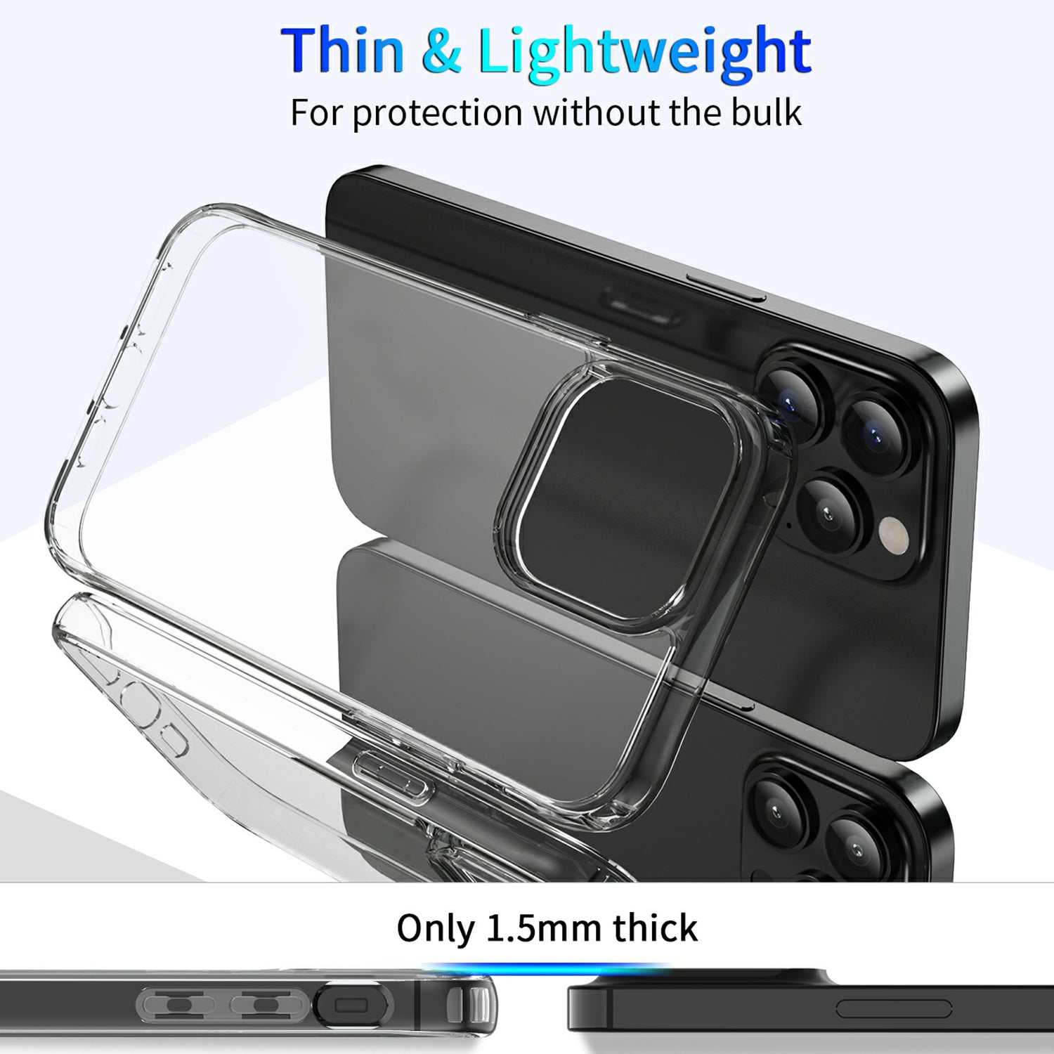 For iPhone 15 Pro Max Drop Resistant Back Cover High Transparency TPU PC Mobile Phone Case
