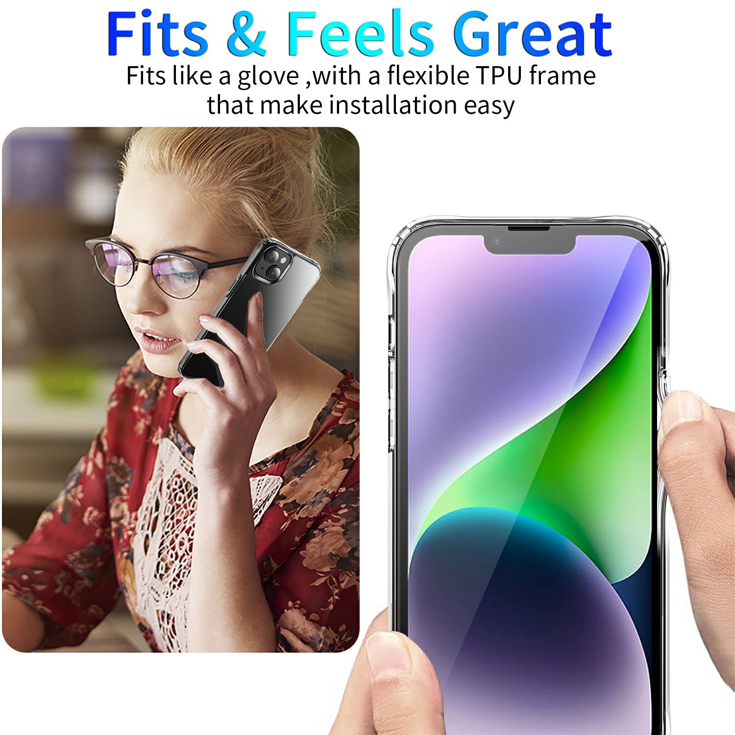 Pro iPhone 15 Vysoce průhledný zadní kryt TPU PC odolný proti nárazu na mobilní telefon