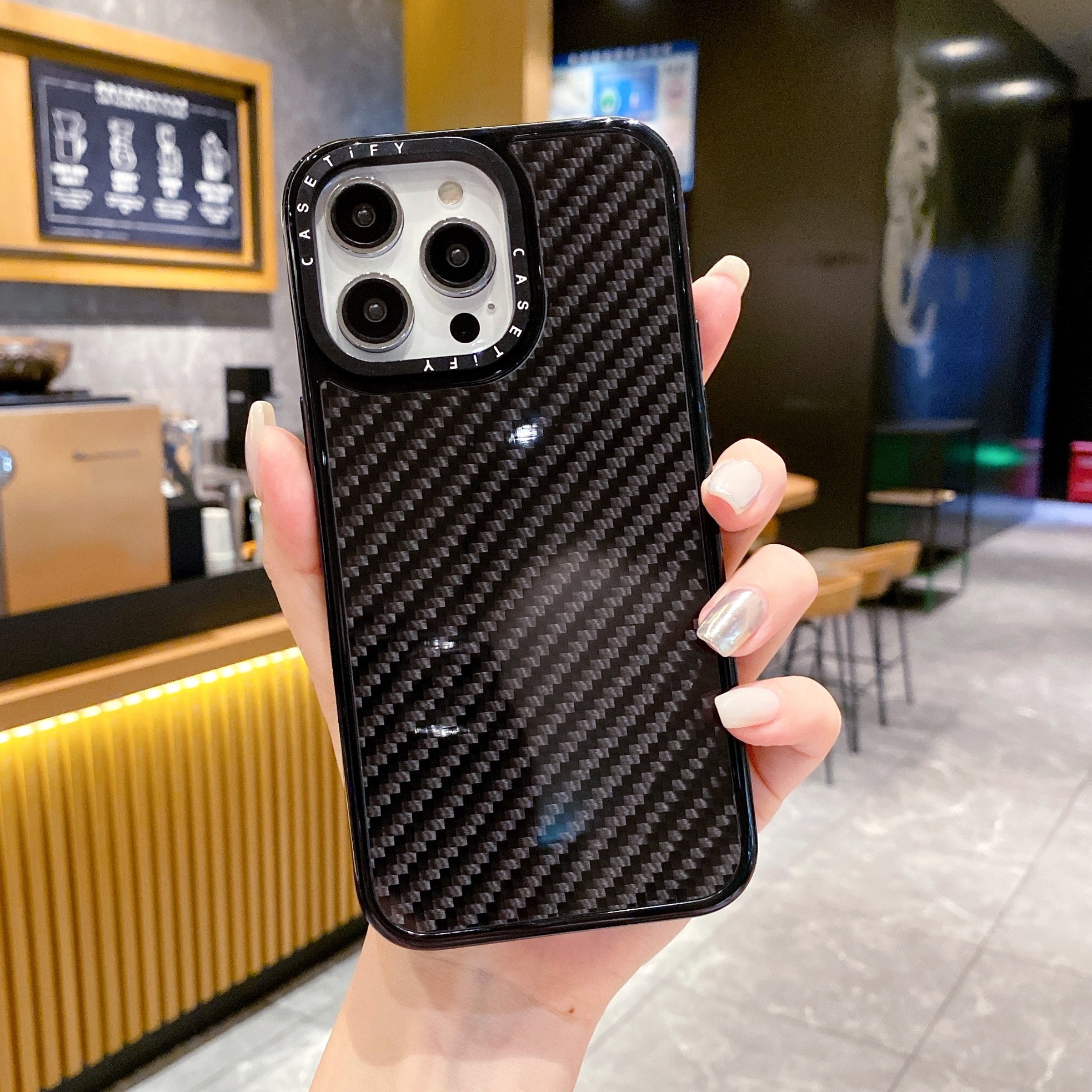 For iPhone 15 Pro Anti-Scratch Shell Carbon Fiber Texture Mobile Phone Case PC TPU Phone Cover