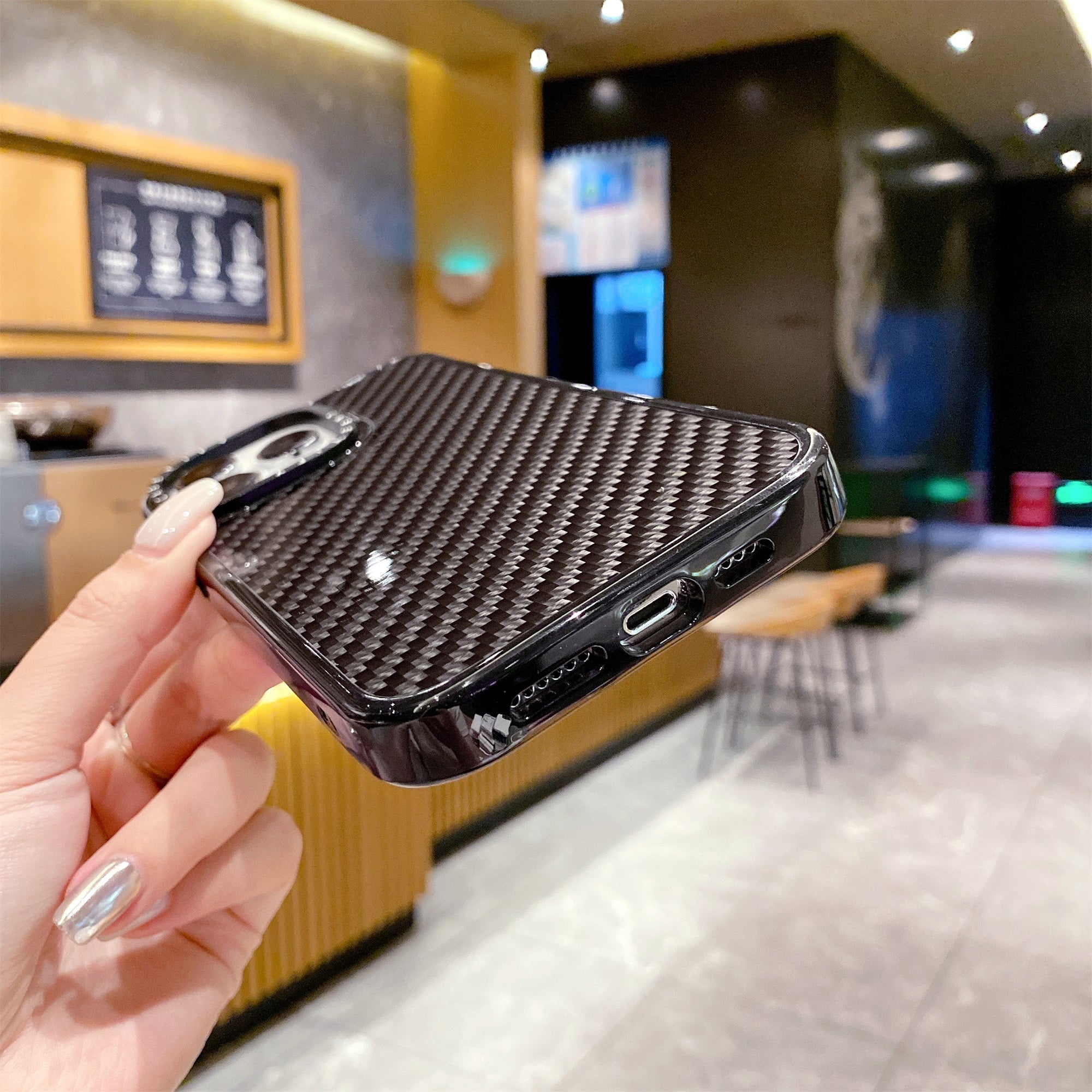 For iPhone 15 Pro Anti-Scratch Shell Carbon Fiber Texture Mobile Phone Case PC TPU Phone Cover